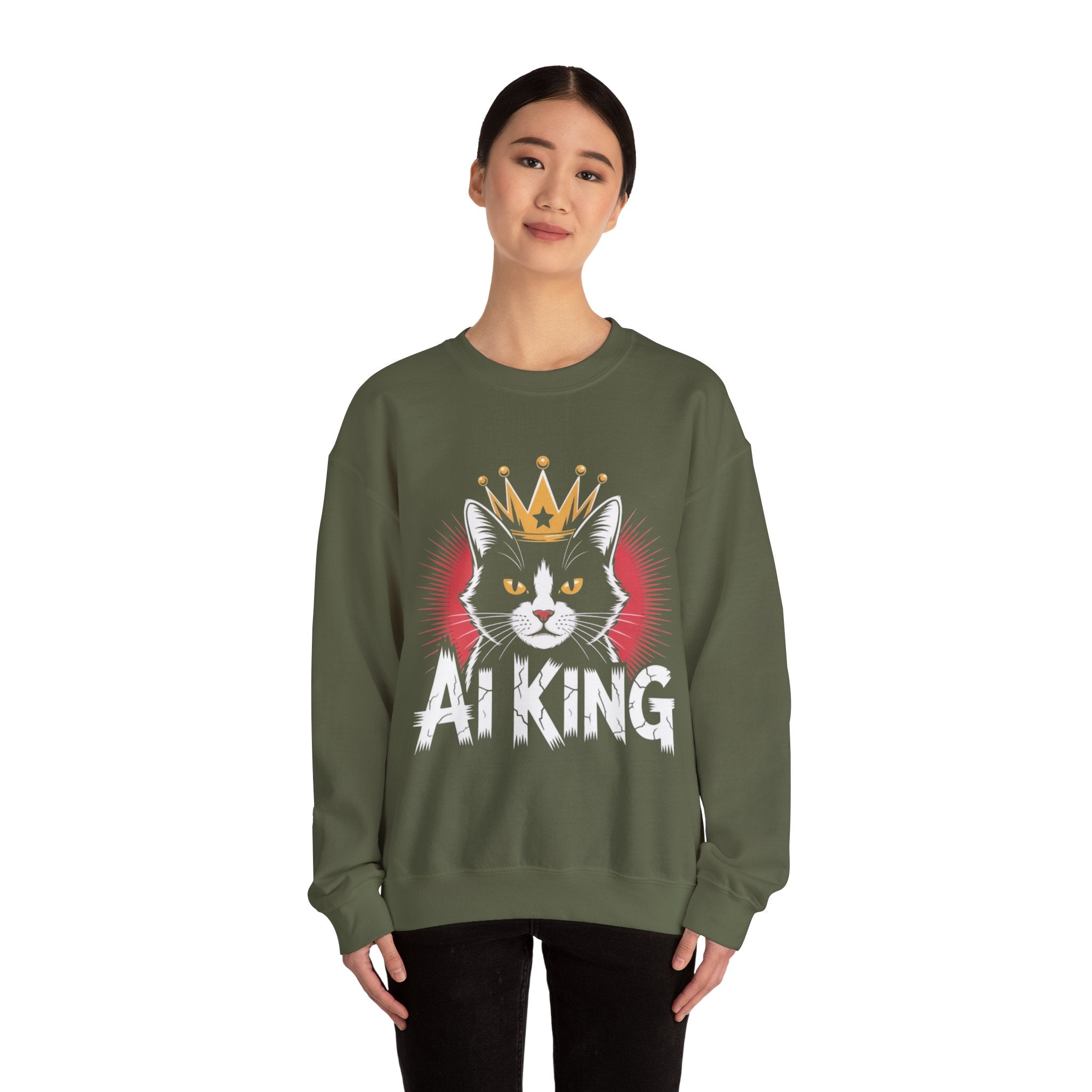 AI King  "Glitch Monarch" Unisex Heavy Blend™ Crewneck Sweatshirt