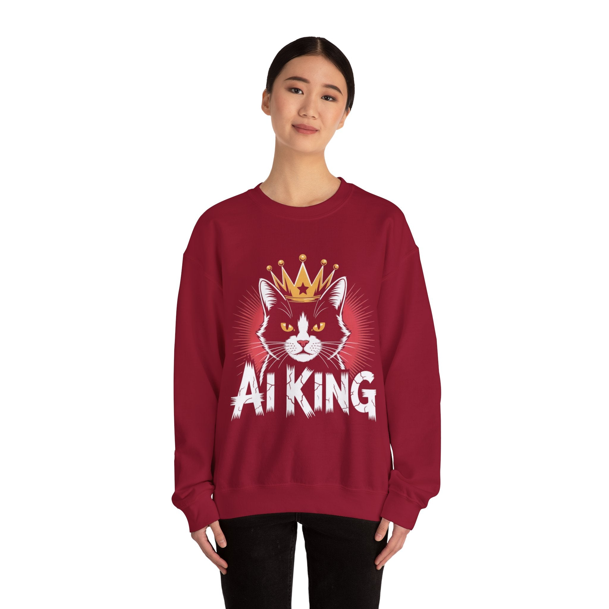 AI King  "Glitch Monarch" Unisex Heavy Blend™ Crewneck Sweatshirt