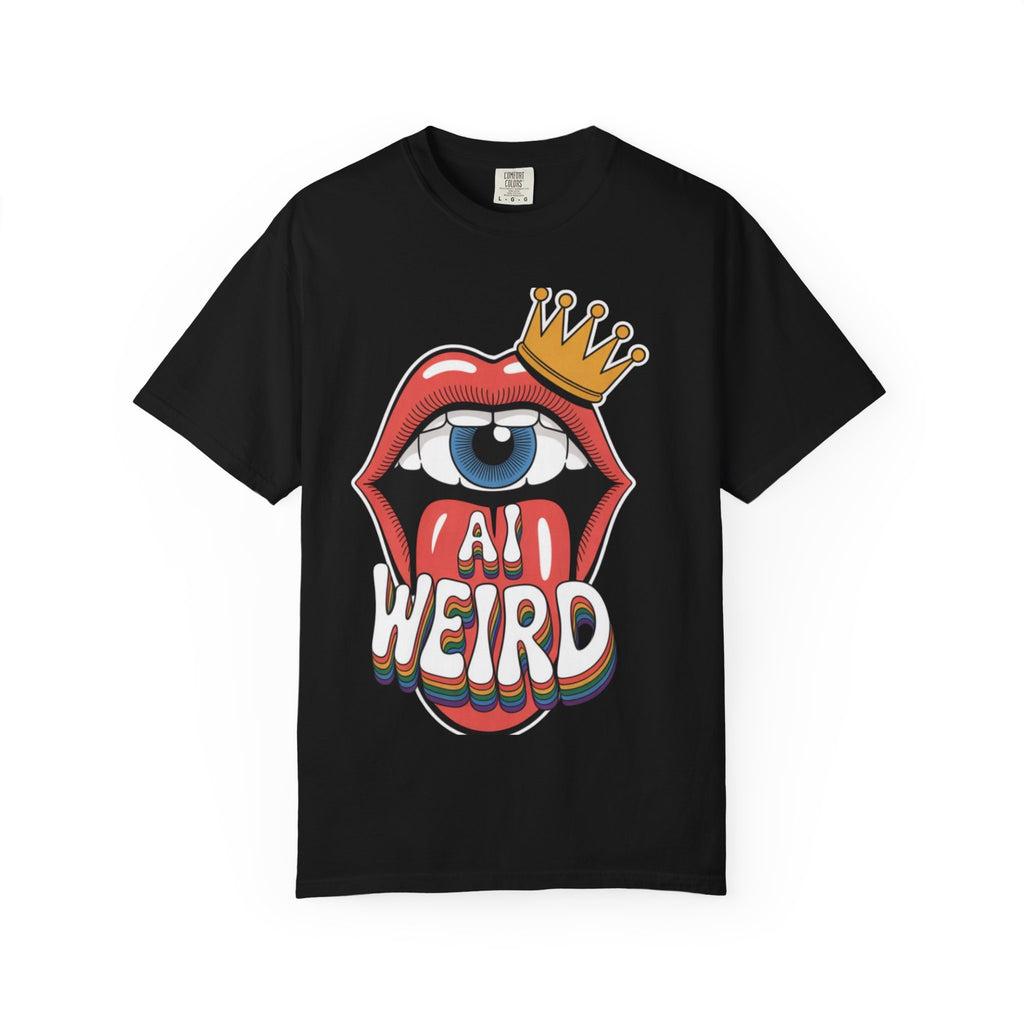 AI Weird Graphic T-Shirt — Crown Quirky Eye & "RETRO CROWNED MOUTH"