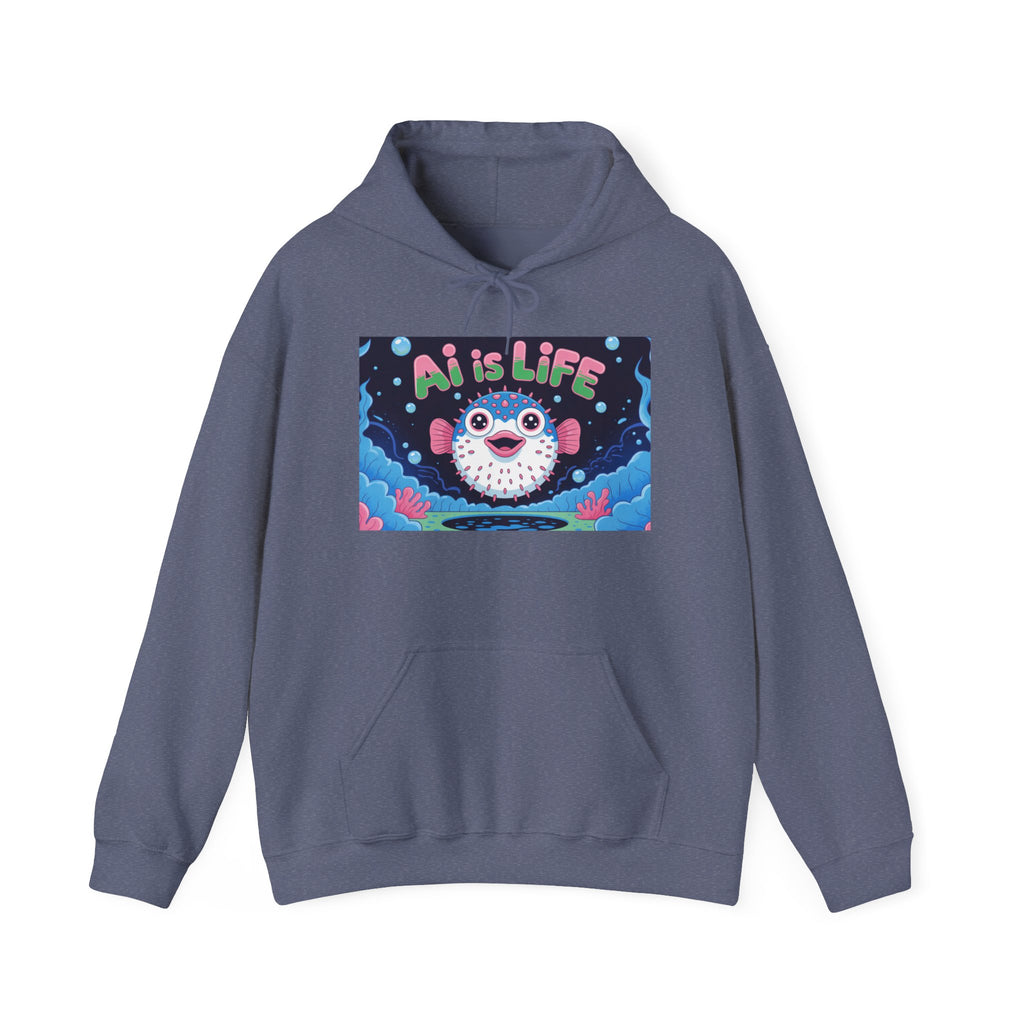 AI is LIFE “Happy Blowfish Energy” Unisex Heavy Blend™ Hooded Sweatshirt