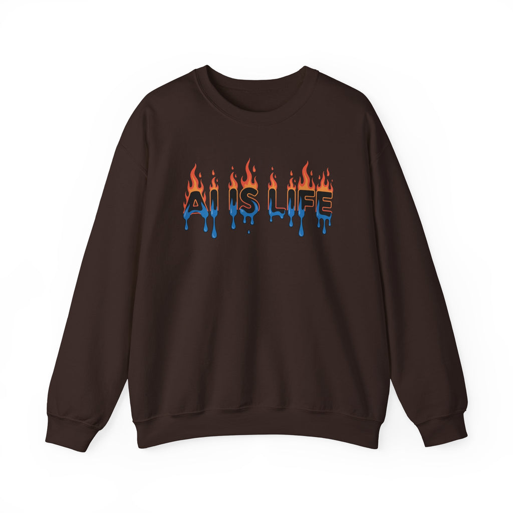 AI IS LIFE – “AI MELTDOWN” Unisex Heavy Blend™ Crewneck Sweatshirt