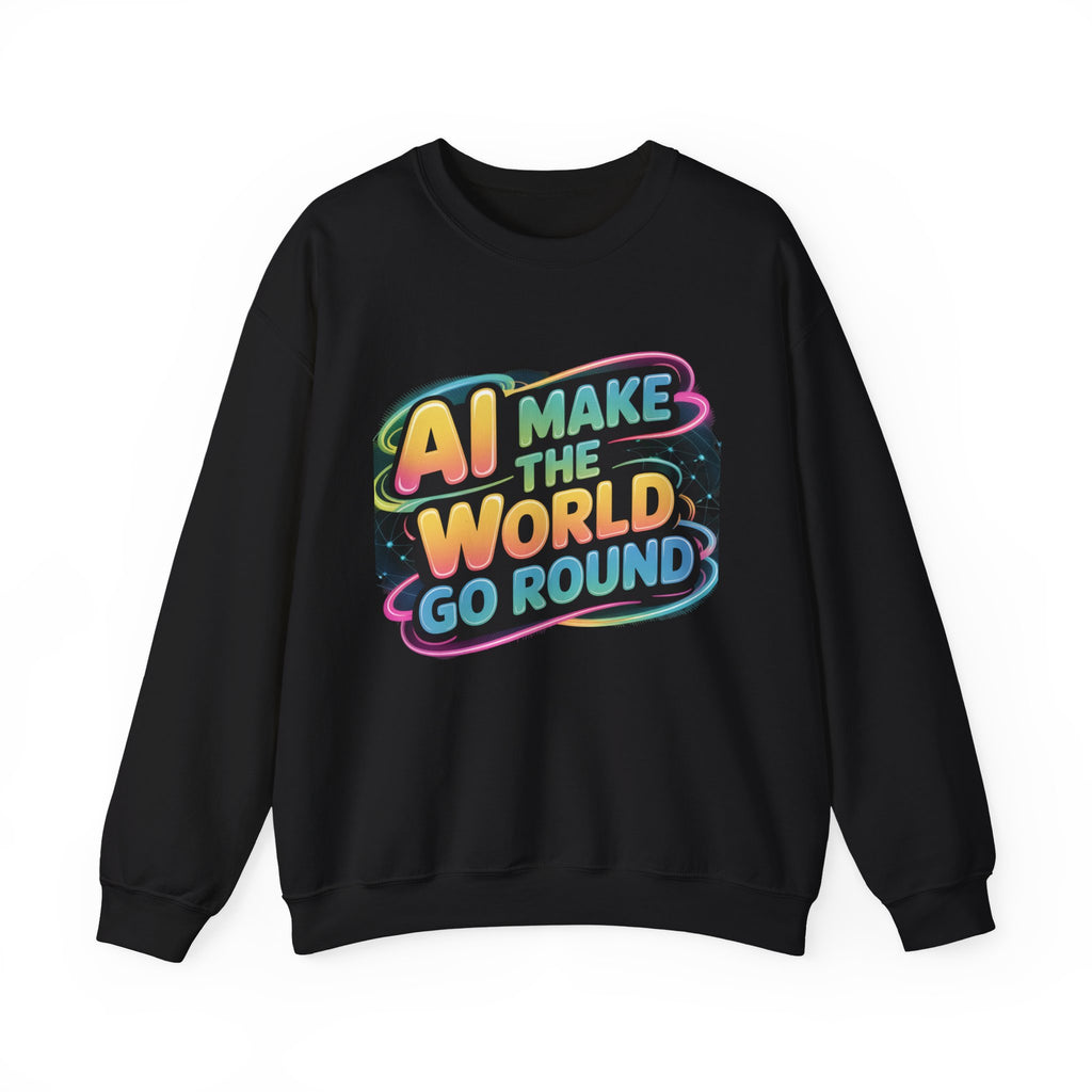 AI MAKE THE WORLD GO ROUND  "Techno Orbit"  Heavy Blend™ Crewneck Sweatshirt