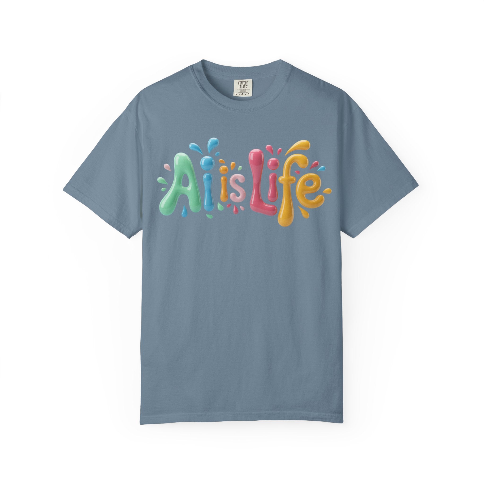 AI IS LIFE  “Colorful Circuit Pop”  Unisex Garment-Dyed T-shirt
