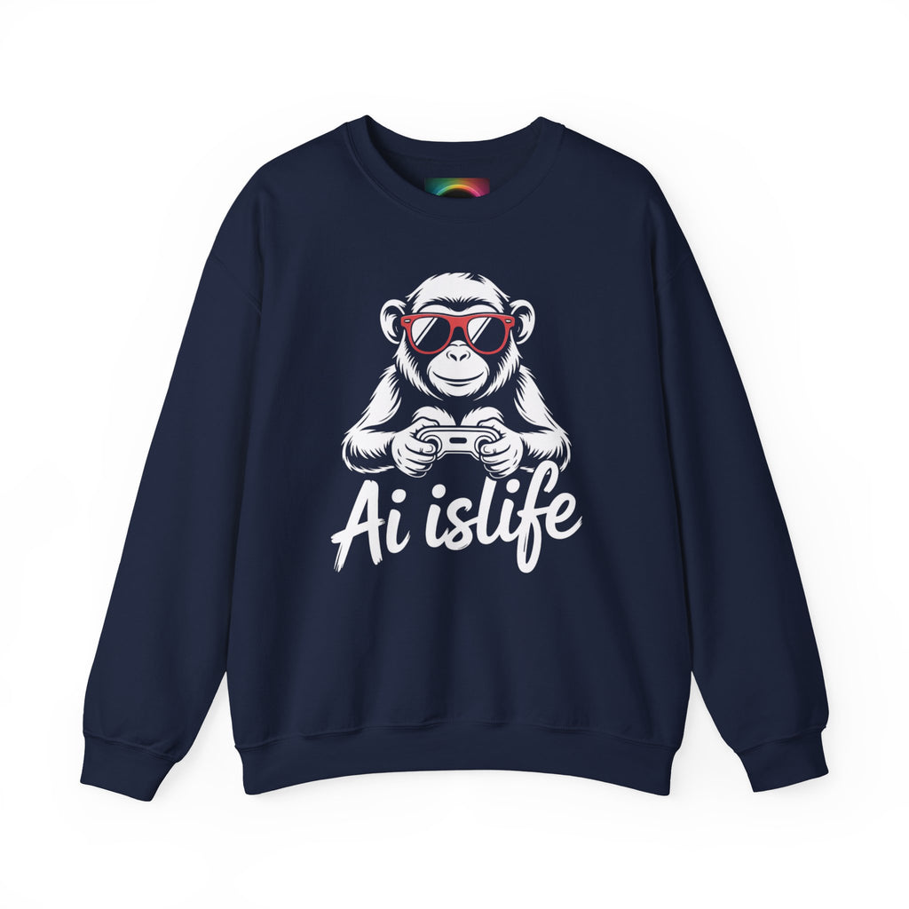 AI Is Life "GAMER CHIMP ELITE" Unisex Graphic Crewneck Sweatshirt