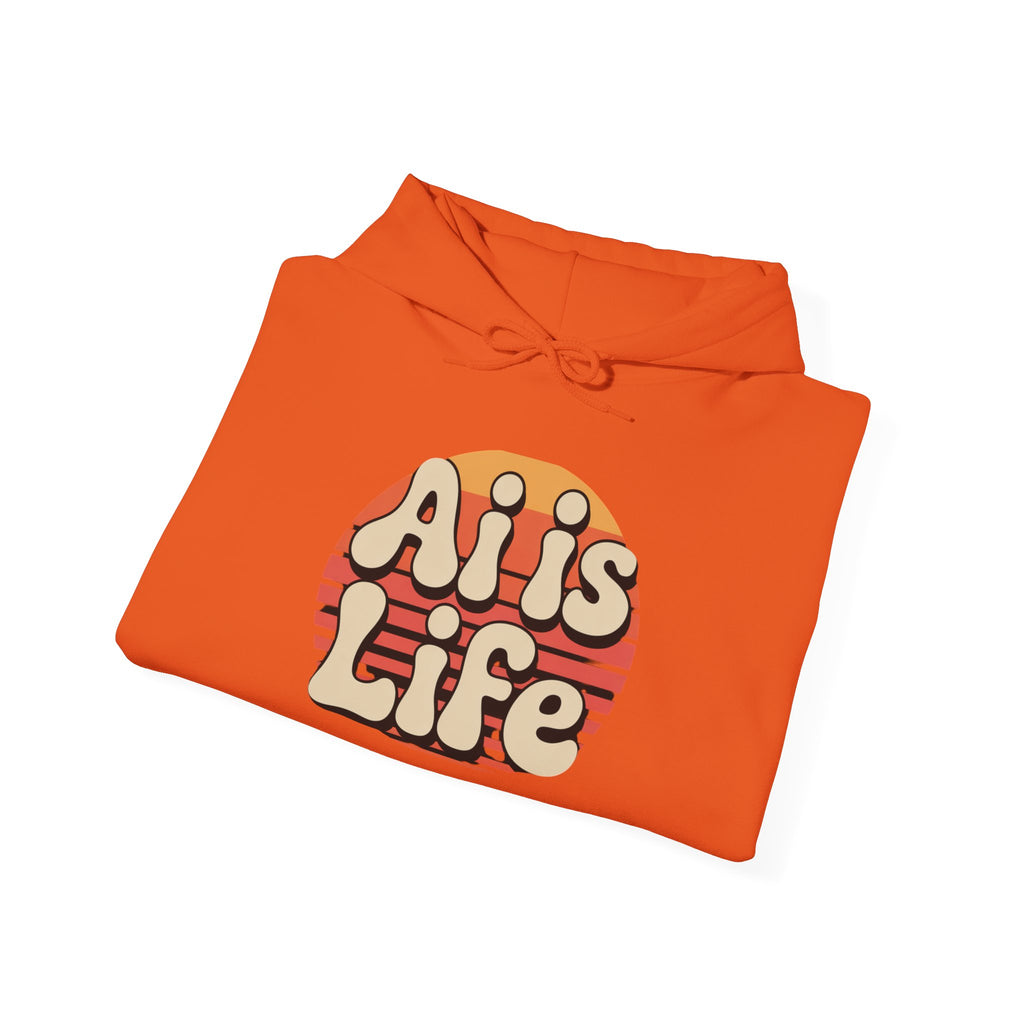 AI is Life "SUNSET CIRCUITRY" Unisex Minimal Blank Hooded Sweatshirt