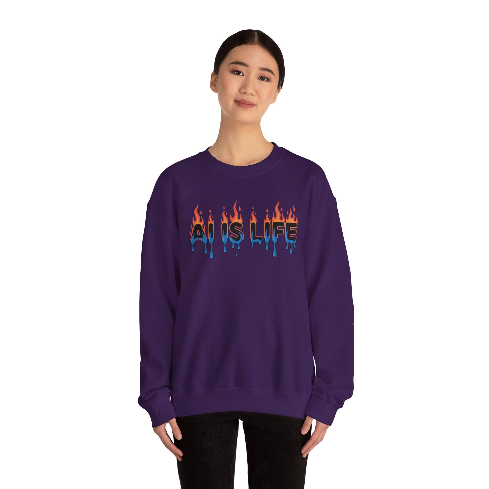 AI IS LIFE – “AI MELTDOWN” Unisex Heavy Blend™ Crewneck Sweatshirt