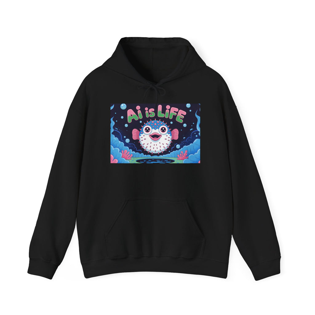 AI is LIFE “Happy Blowfish Energy” Unisex Heavy Blend™ Hooded Sweatshirt
