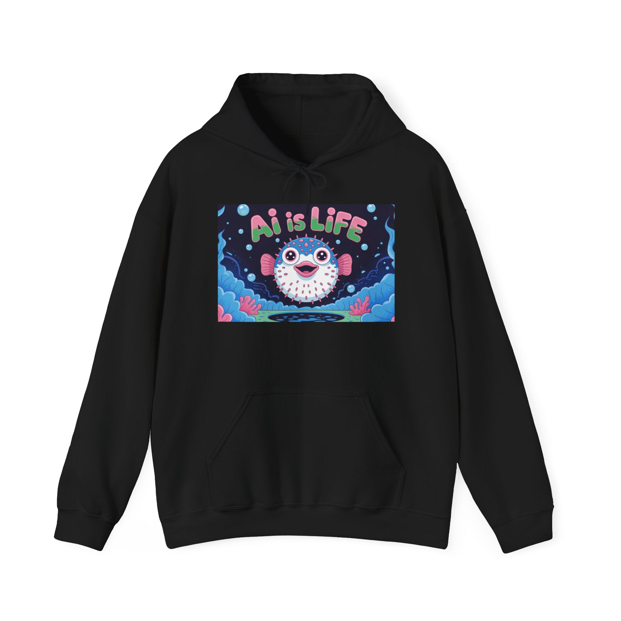AI is LIFE “Happy Blowfish Energy” Unisex Heavy Blend™ Hooded Sweatshirt