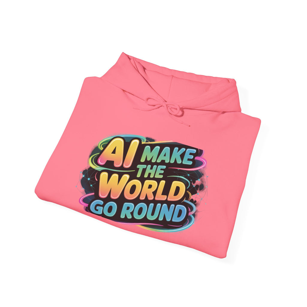 AI MAKE THE WORLD GO ROUND  "Techno Orbit" Unisex Heavy Blend™ Hooded Sweatshirt