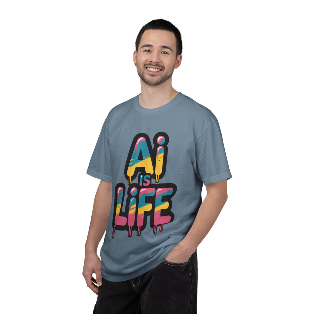 AI IS LIFE  " Neon Circuit " Unisex Garment-Dyed T-shirt