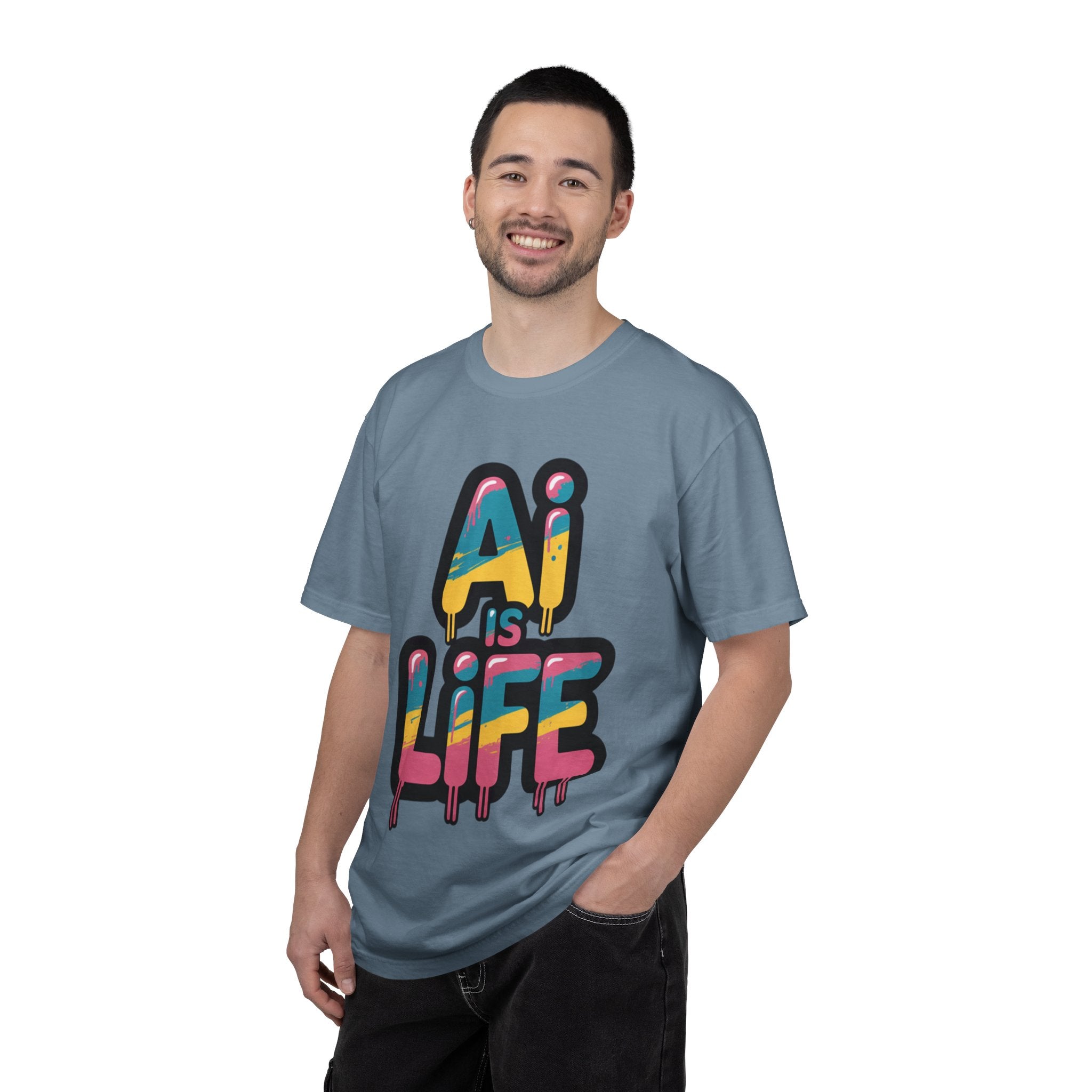 AI IS LIFE  " Neon Circuit " Unisex Garment-Dyed T-shirt