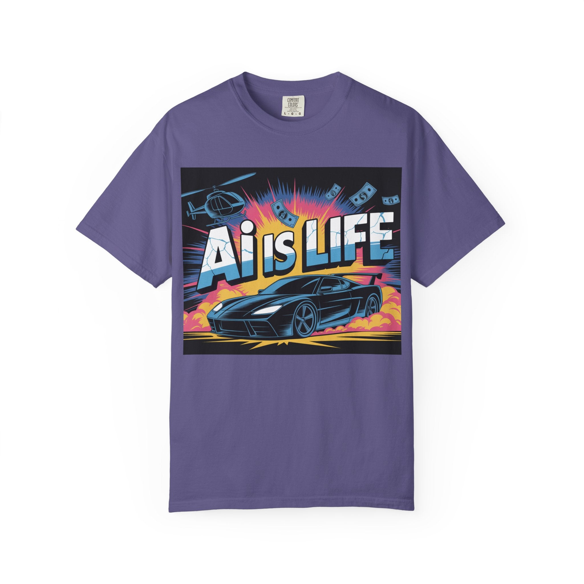 AI Is Life  "Action Mode"  Unisex Garment-Dyed T-shirt