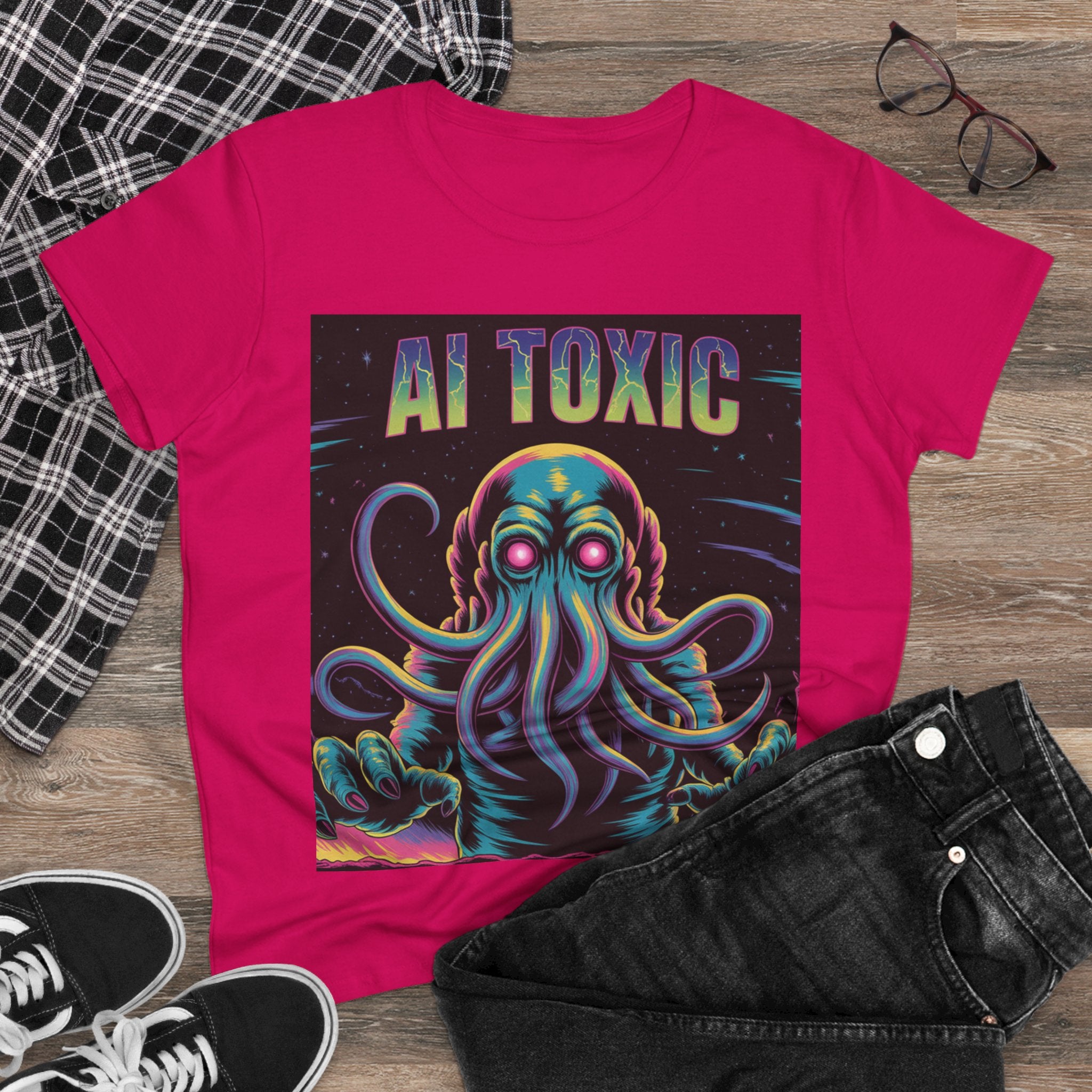 AI TOXIC  "Data Overlord" Women's Midweight Cotton Tee