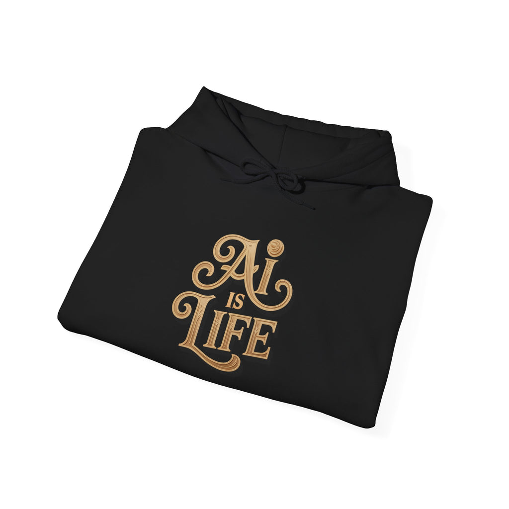 AI IS LIFE  "Golden Neuralwave"  Unisex Heavy Blend™ Hooded Sweatshirt