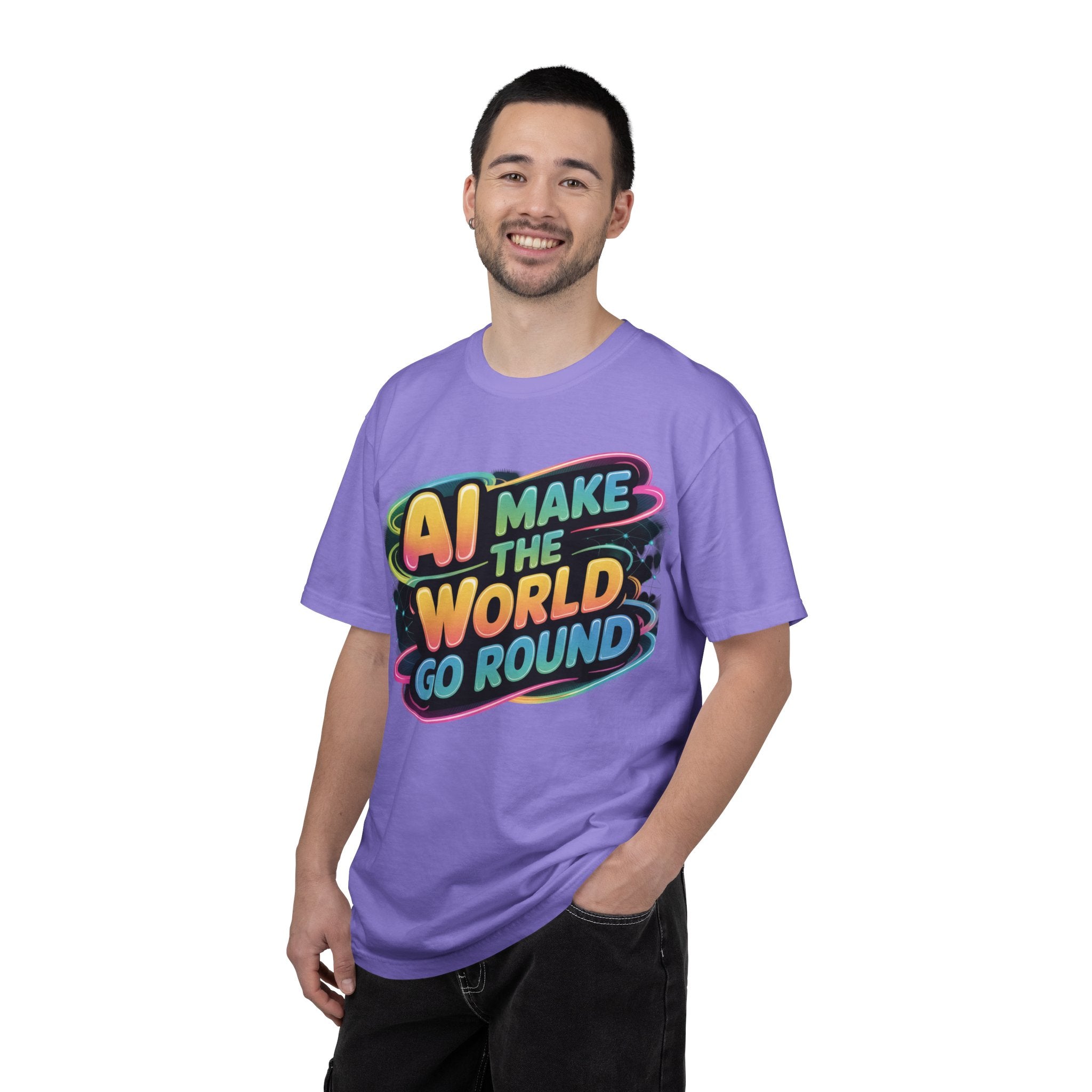 AI MAKE THE WORLD GO ROUND  "Techno Orbit" Unisex Garment-Dyed T-shirt