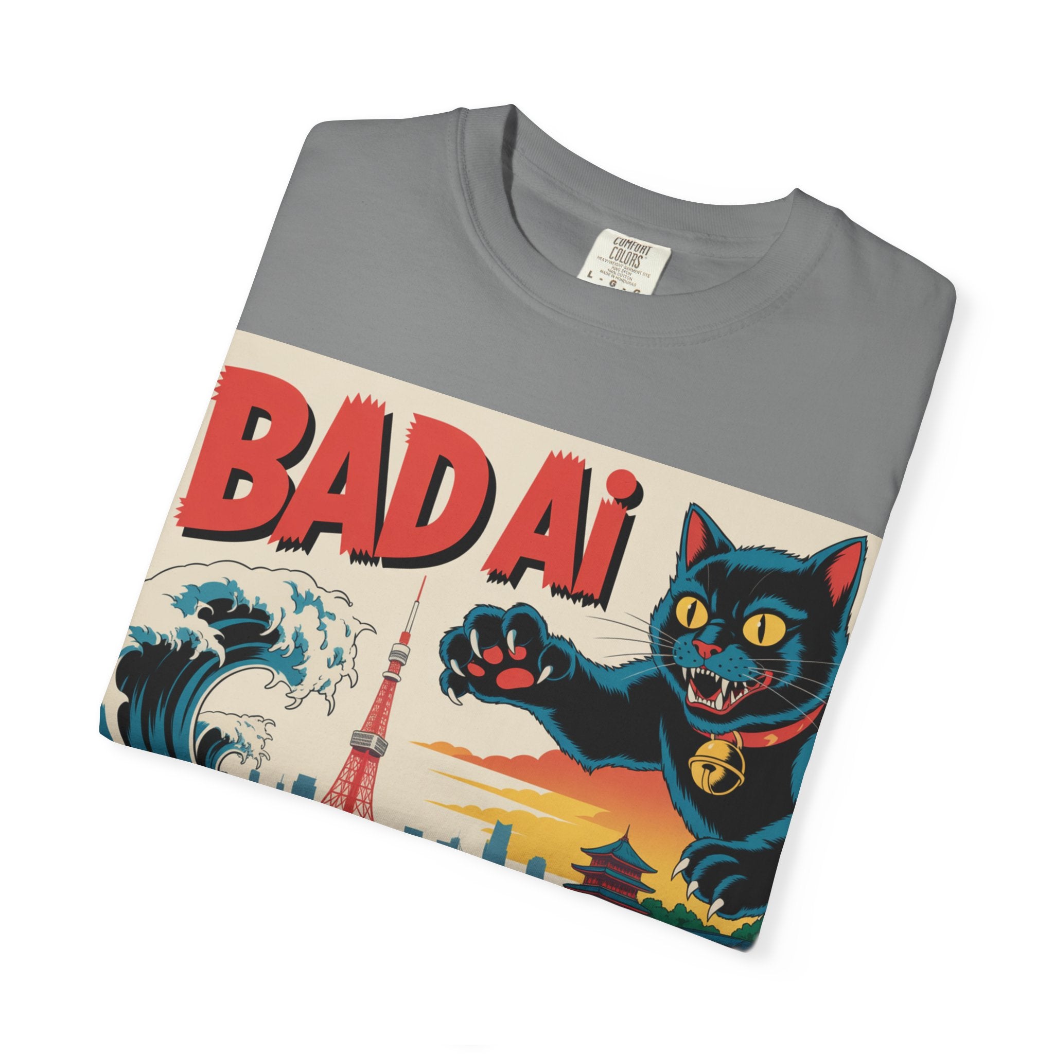 BAD AI  " Kaiju Kitty "  Unisex Garment-Dyed T-shirt