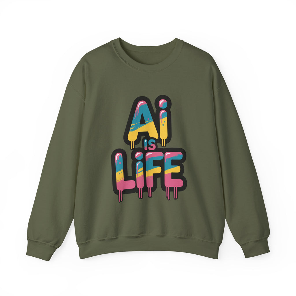 AI IS LIFE " Neon Circuit " Unisex Heavy Blend™ Crewneck Sweatshirt