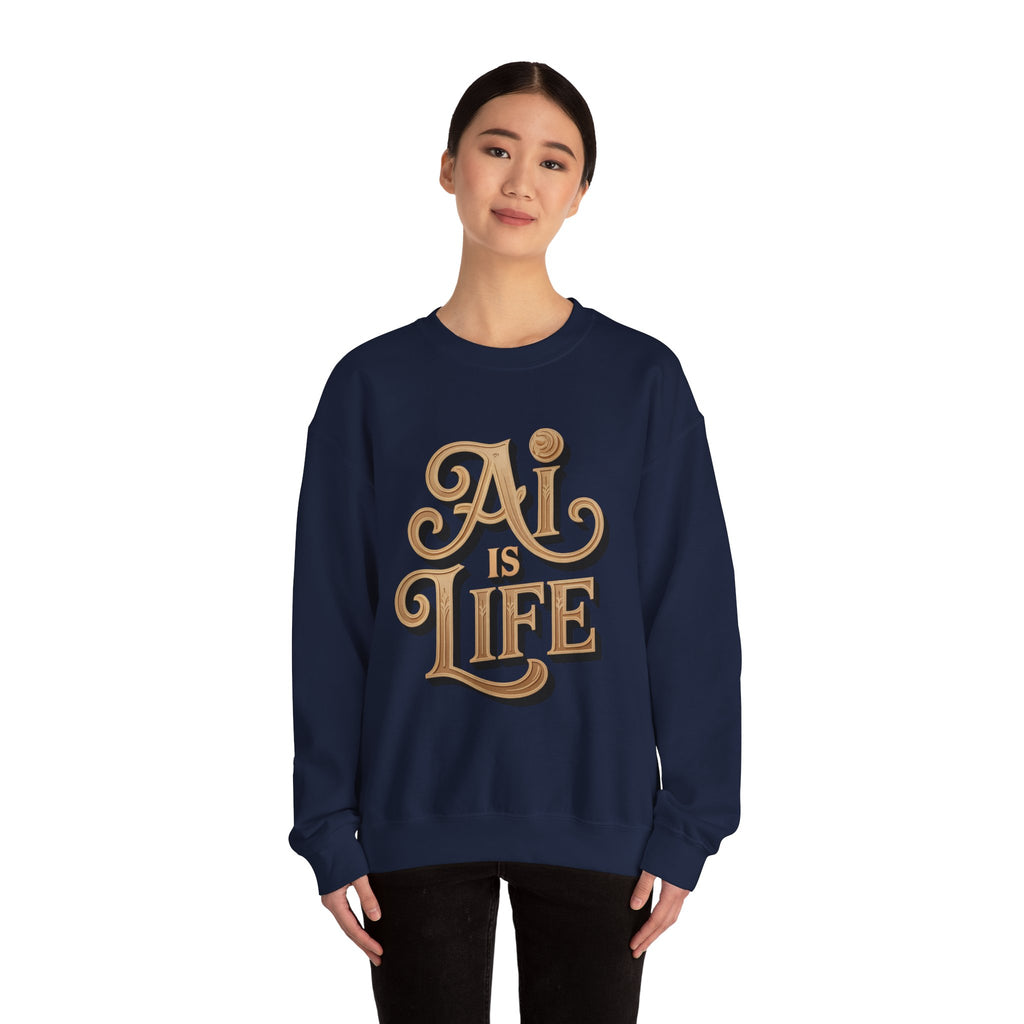 AI IS LIFE  "Golden Neuralwave"  Unisex Heavy Blend™ Crewneck Sweatshirt