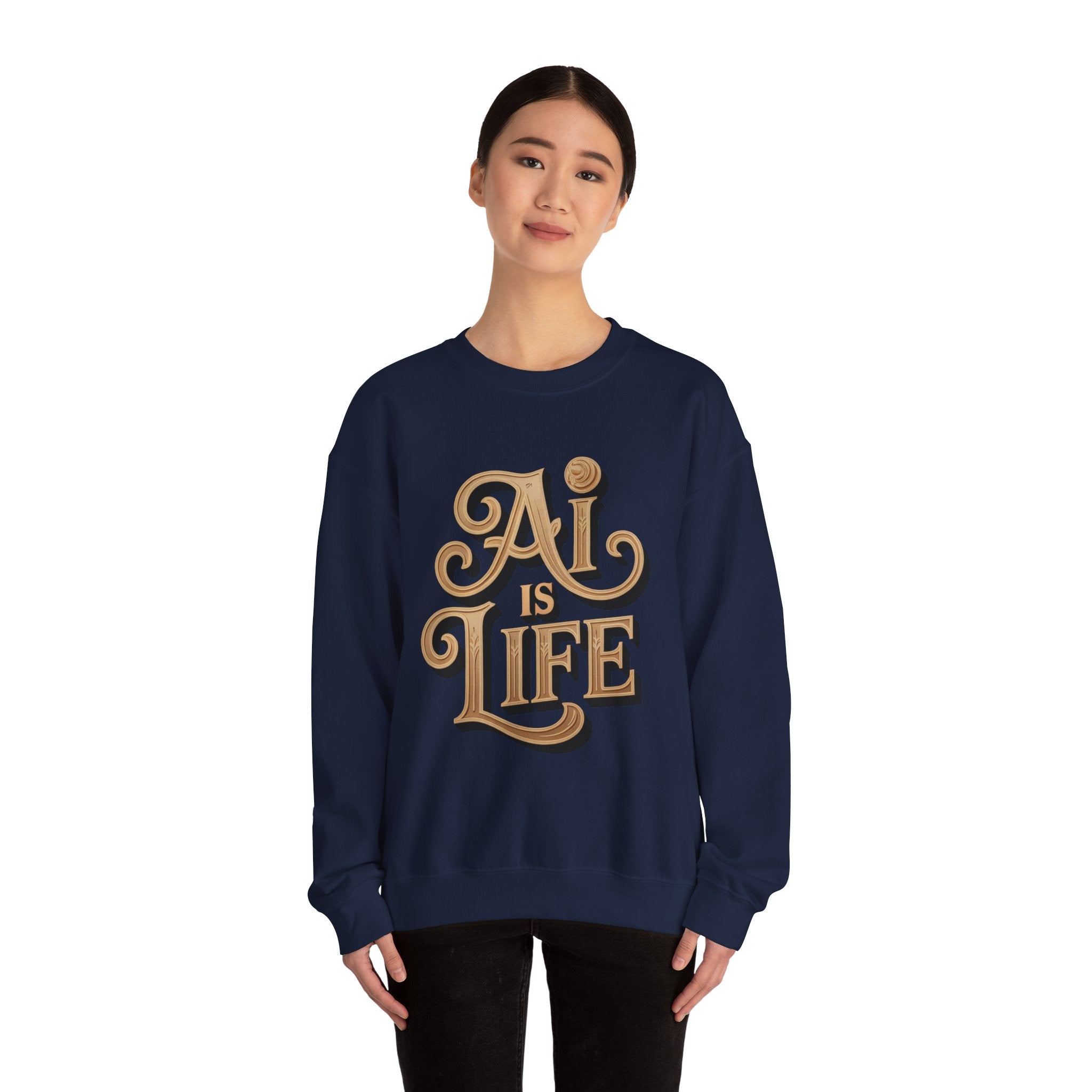AI IS LIFE  "Golden Neuralwave"  Unisex Heavy Blend™ Crewneck Sweatshirt