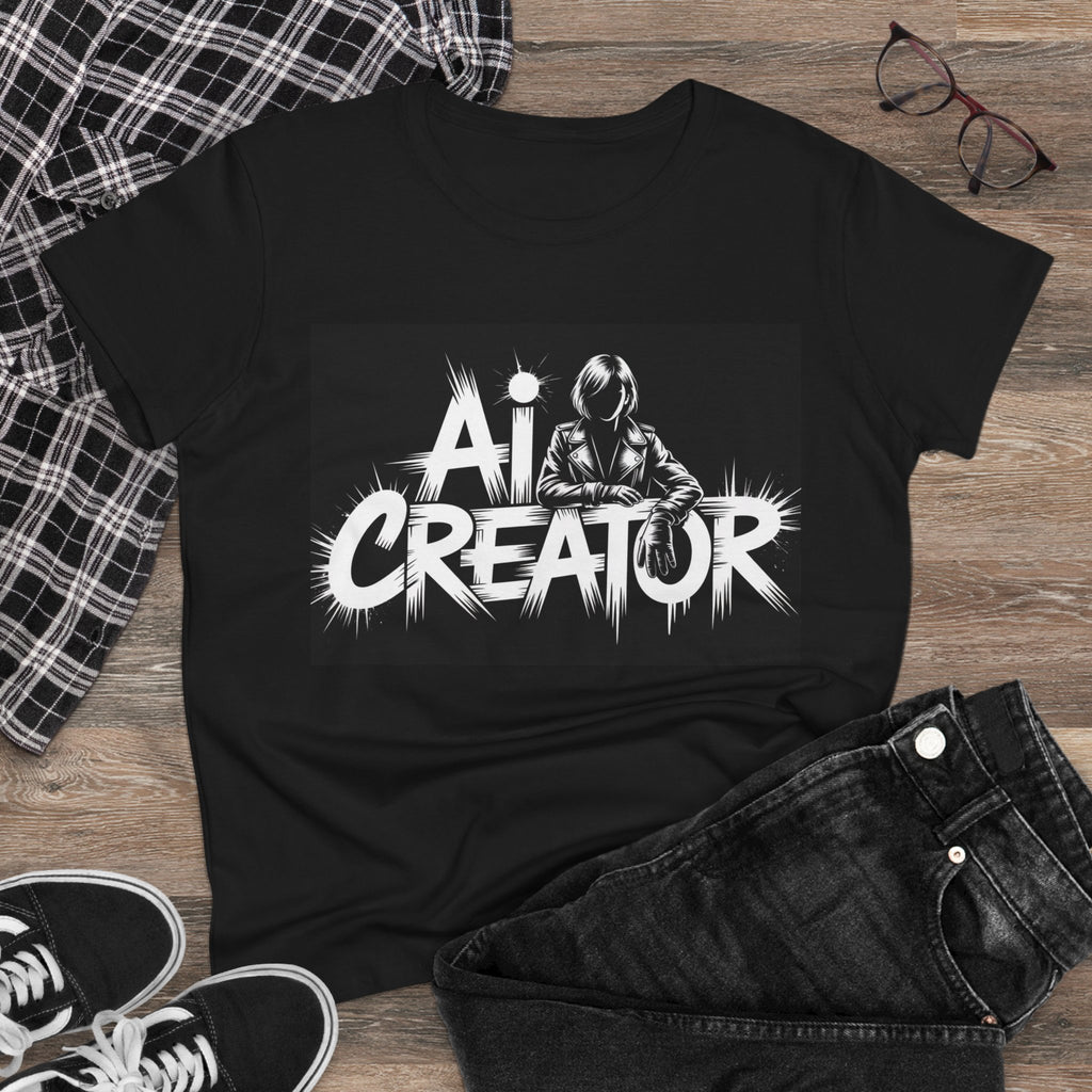 AI Creator  "Digital Rebel" Women's Midweight Cotton Tee