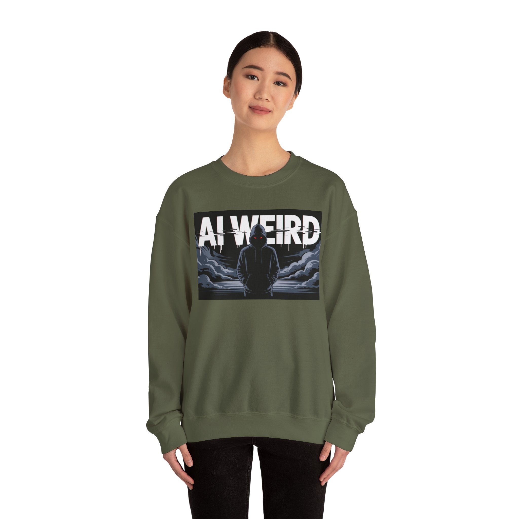 AI WEIRD – “DARK DATA ENTITY” Unisex Heavy Blend™ Crewneck Sweatshirt