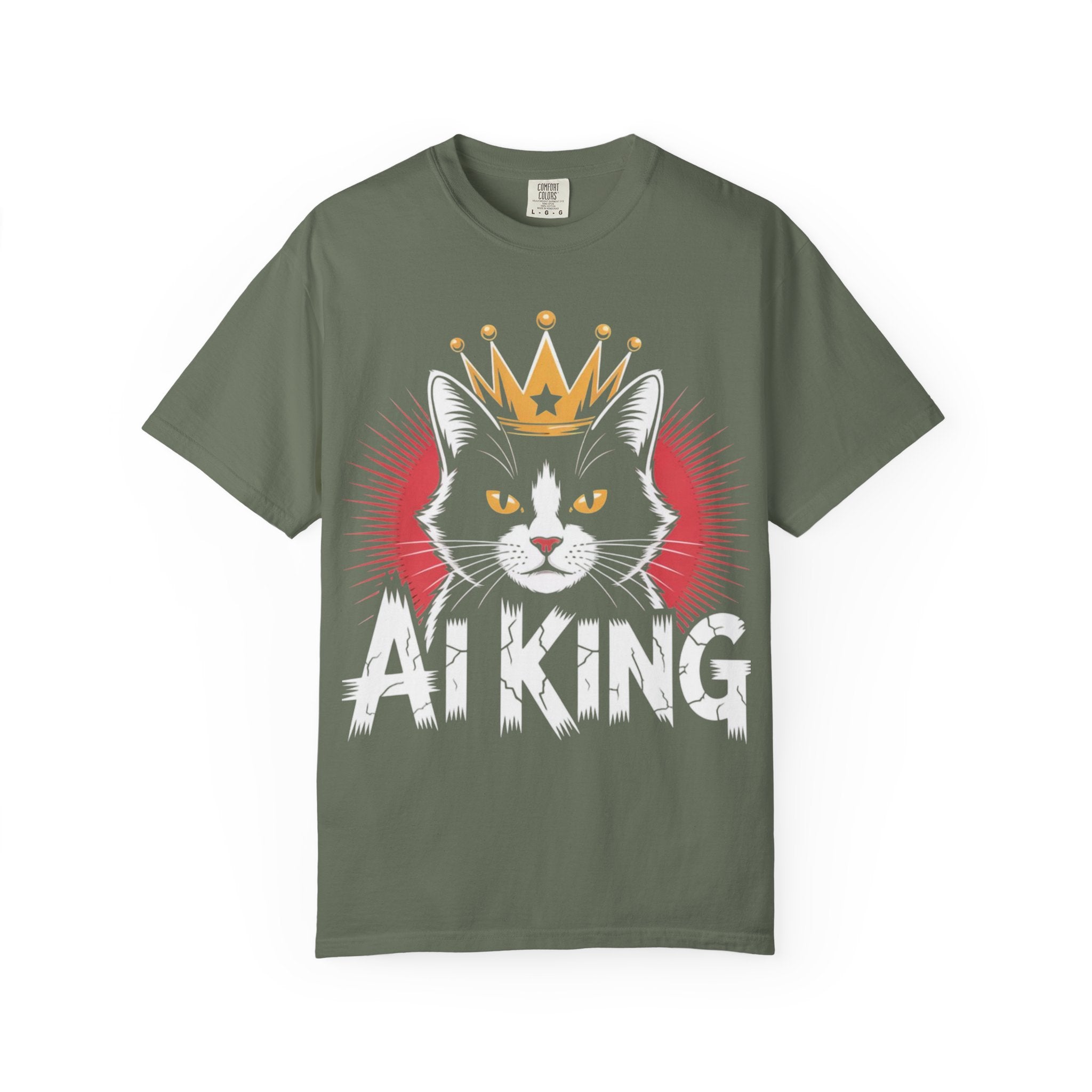 AI king ""Glitch Monarch"" Garment-Dyed T-shirt (Men)