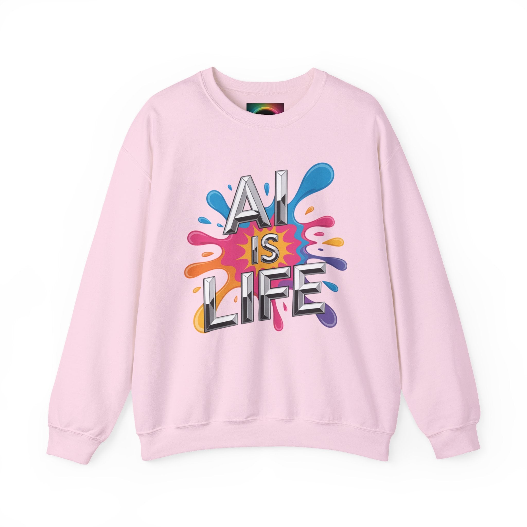 AI is Life "CHROME SPLATTER" Unisex Color Splash Graphic Crewneck Sweatshirt