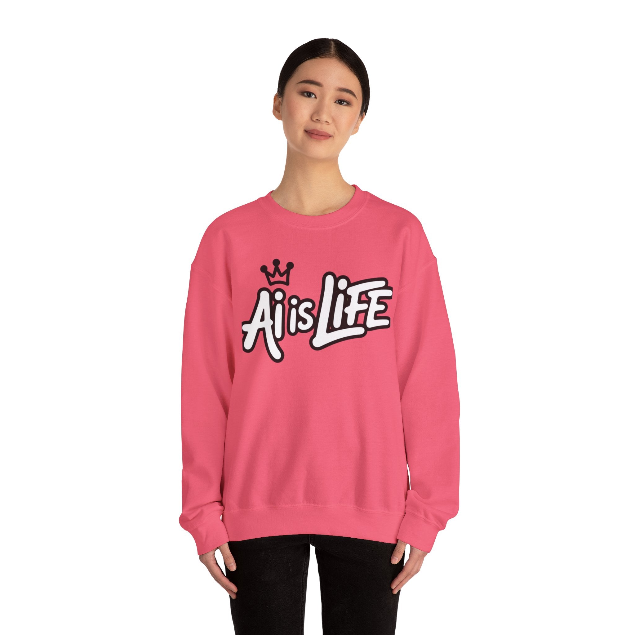 Ai is Life "CROWNED CURSIVE"— Streetwear Crewneck Sweatshirt
