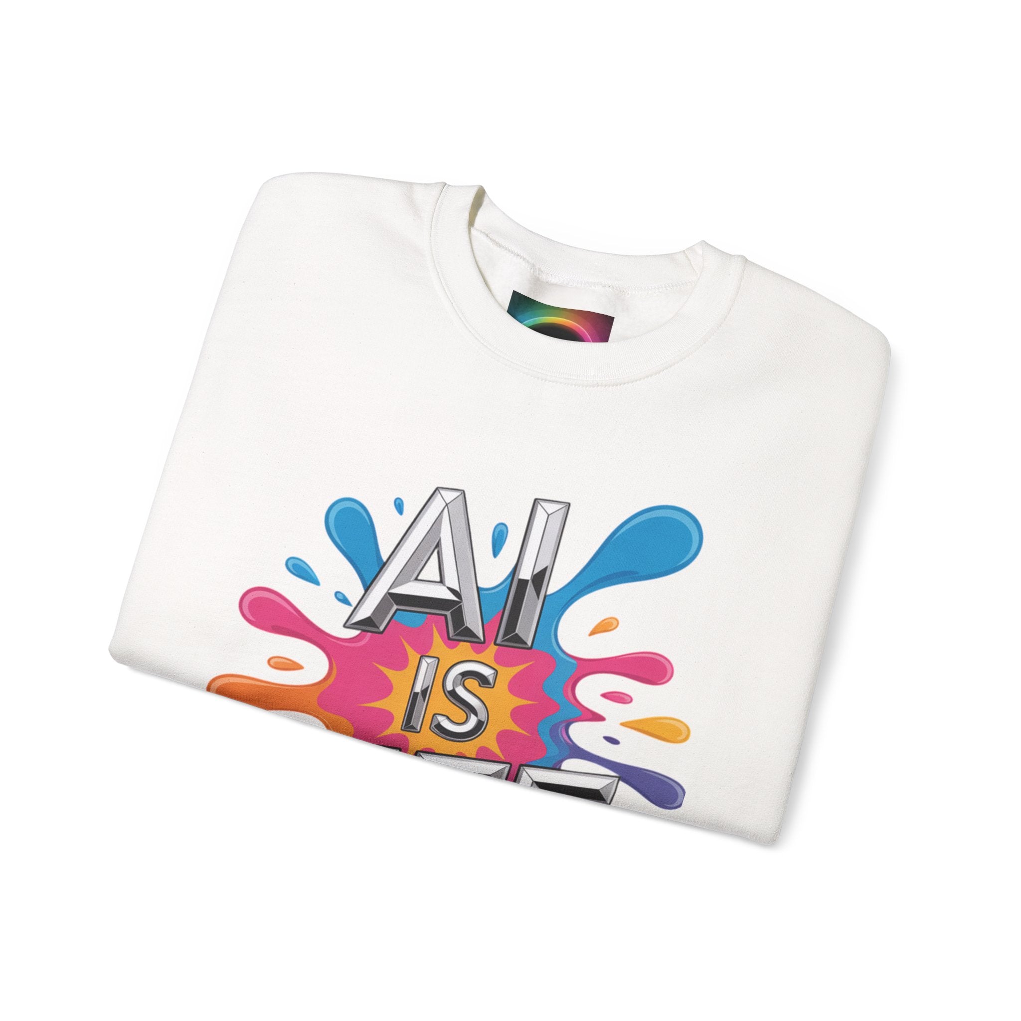 AI is Life "CHROME SPLATTER" Unisex Color Splash Graphic Crewneck Sweatshirt