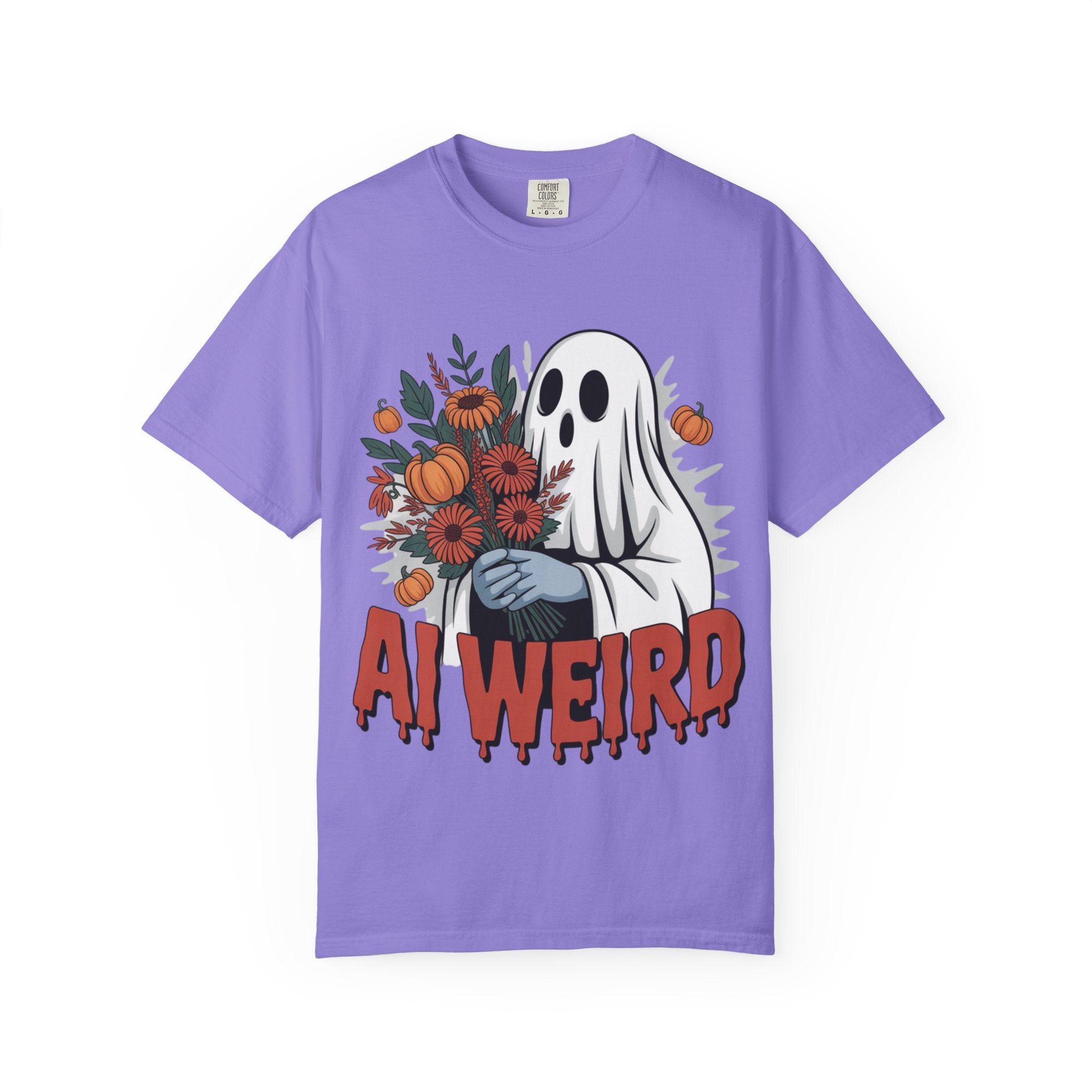 AI WEIRD "Glitch Garden Ghost" Unisex Garment-Dyed T-shirt