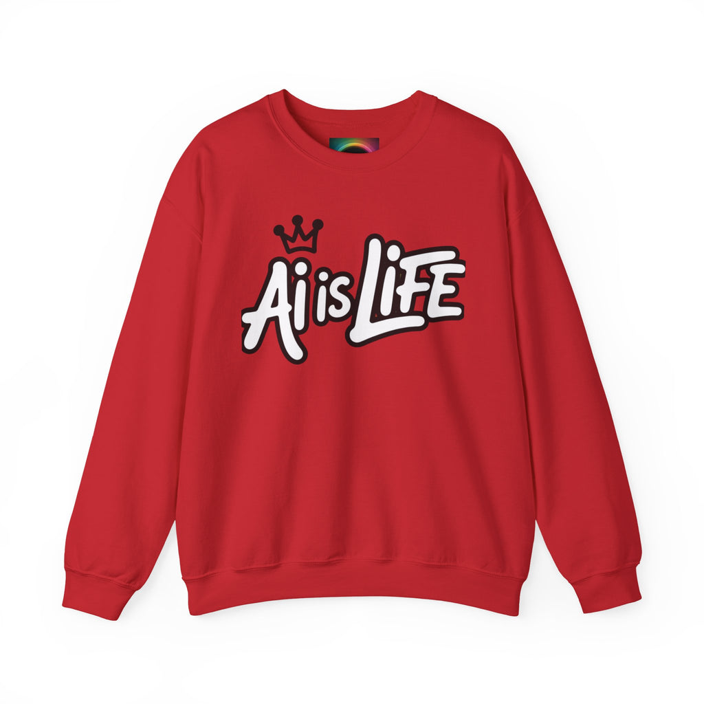 Ai is Life "CROWNED CURSIVE"— Streetwear Crewneck Sweatshirt