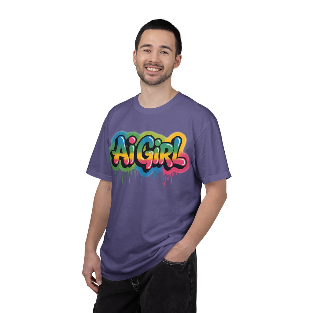 Ai Girl  "Graffiti Glow " Unisex Heavy Blend Garment-Dyed T-shirt