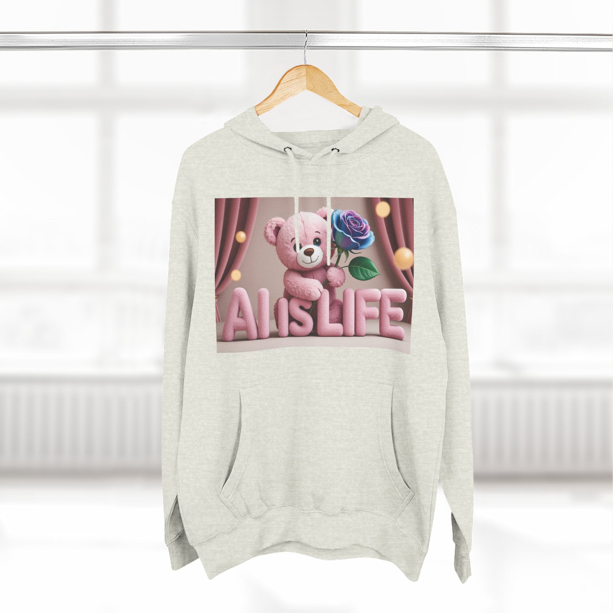 AI IS LIFE  "CUTE CIRCUIT" Three-Panel Fleece Hoodie