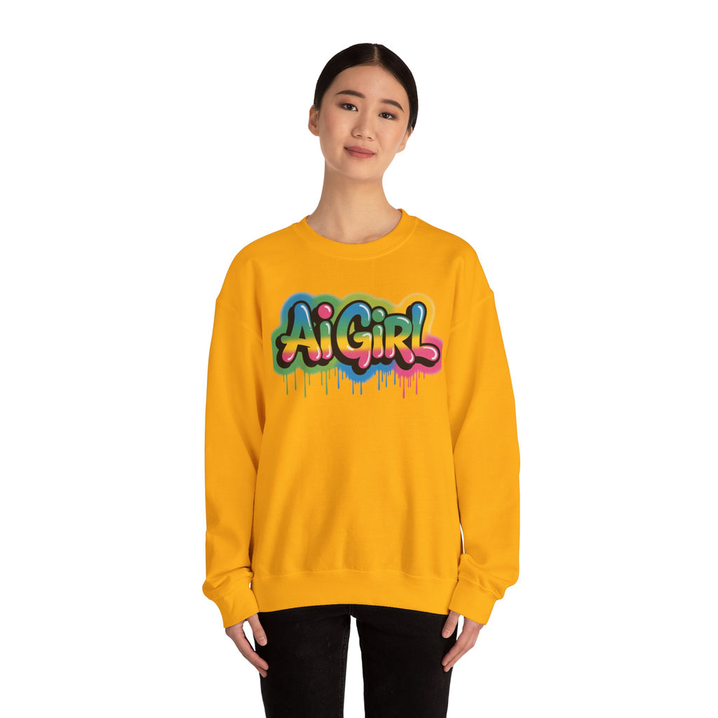 Ai Girl "Graffiti Glow" Unisex Heavy Blend Crewneck Sweatshirt