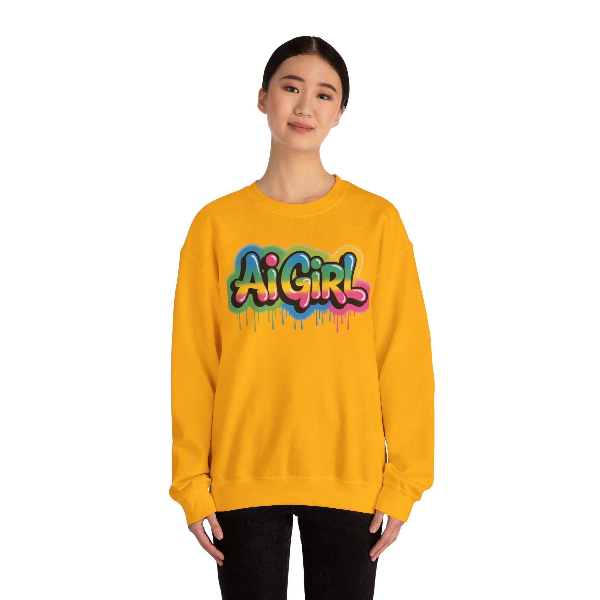 Ai Girl "Graffiti Glow" Unisex Heavy Blend Crewneck Sweatshirt