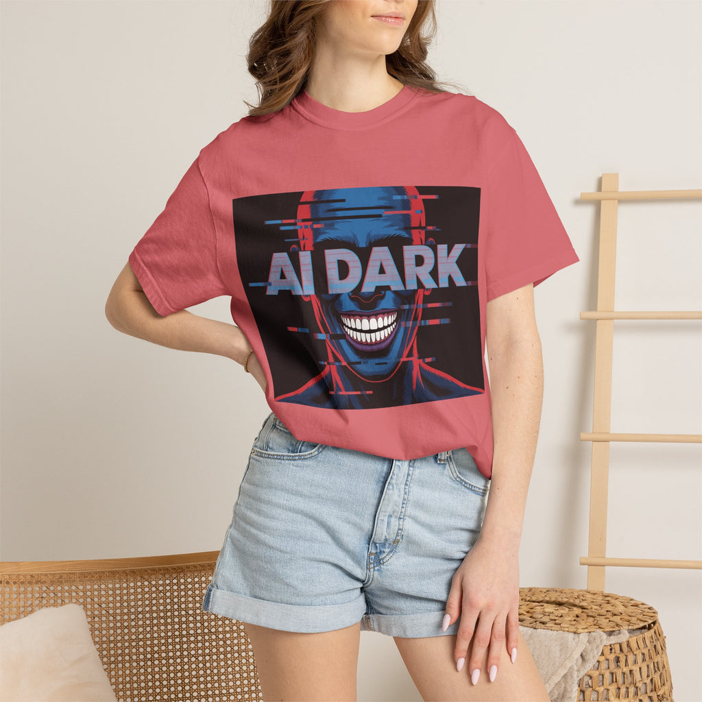 AI DARK " Deepcore Distortion — Cyberpunk Smiling Skull Tee