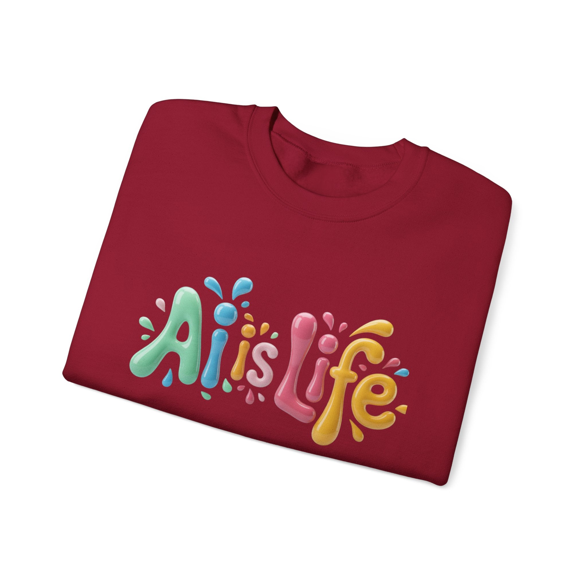 AI IS LIFE  “Colorful Circuit Pop”  Unisex Heavy Blend™ Crewneck Sweatshirt