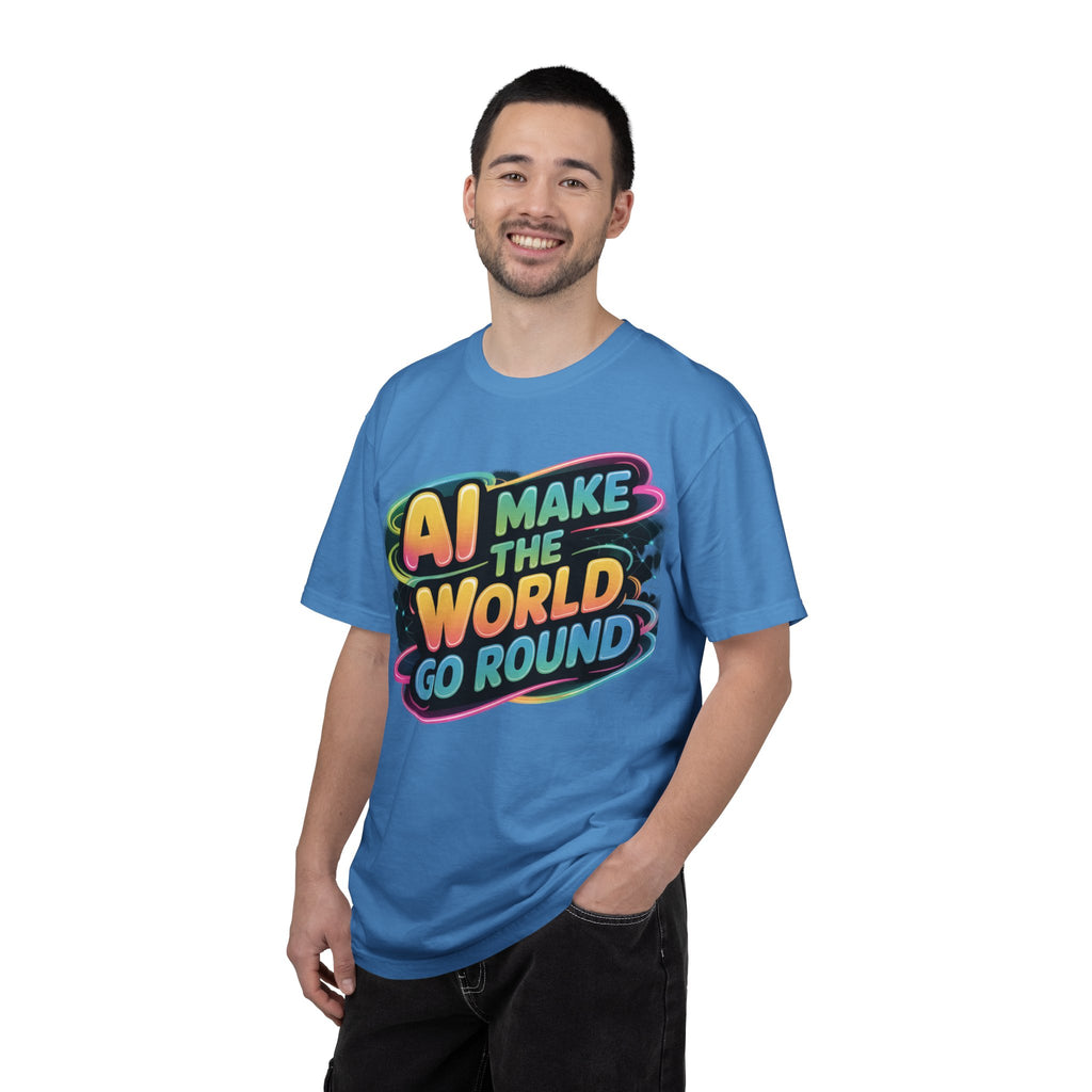 AI MAKE THE WORLD GO ROUND  "Techno Orbit" Unisex Garment-Dyed T-shirt