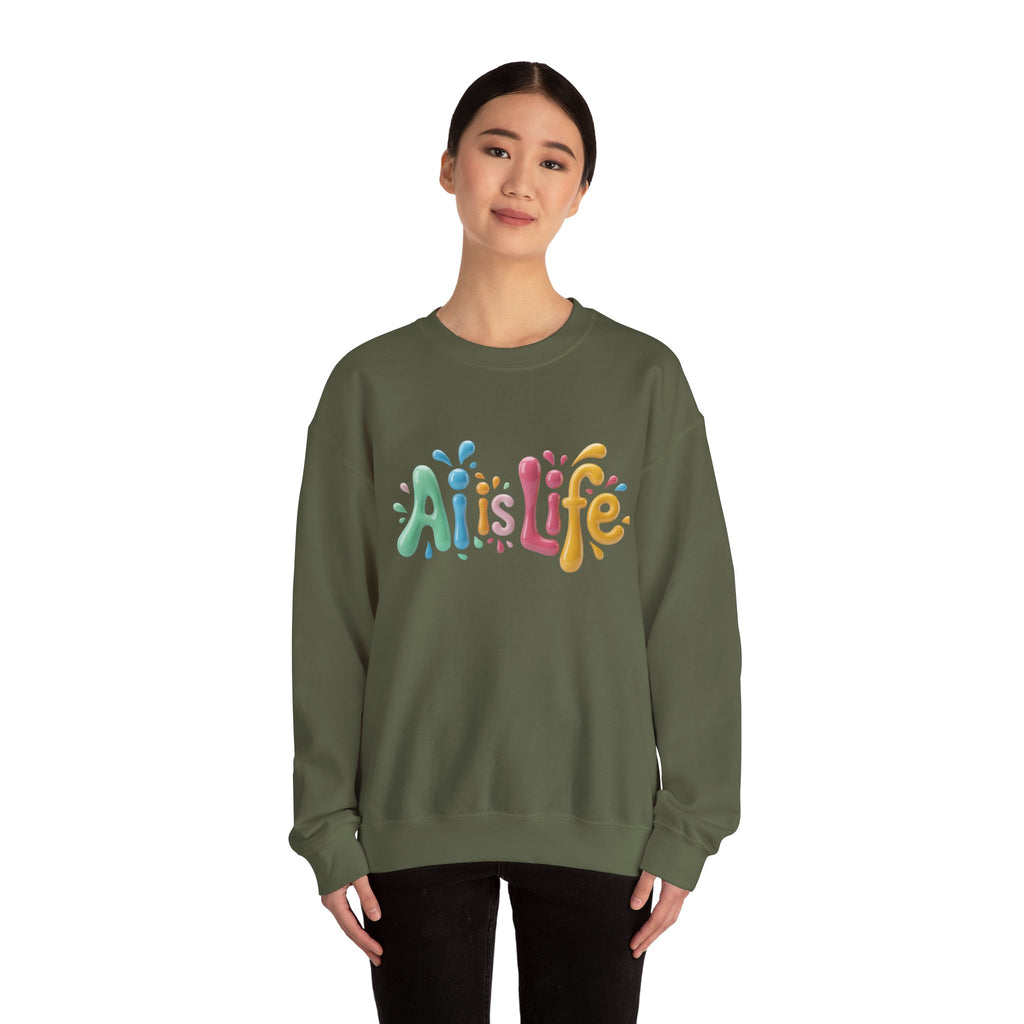 AI IS LIFE  “Colorful Circuit Pop”  Unisex Heavy Blend™ Crewneck Sweatshirt