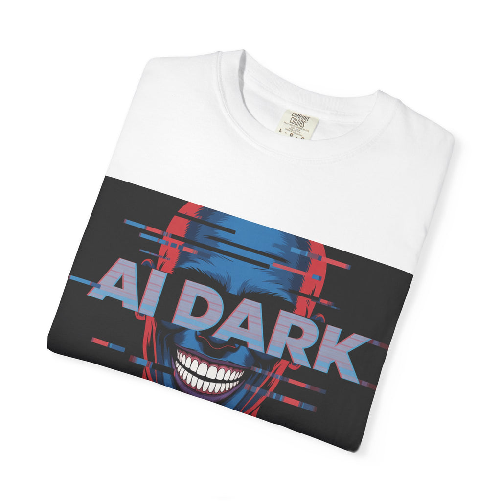 AI DARK " Deepcore Distortion — Cyberpunk Smiling Skull Tee