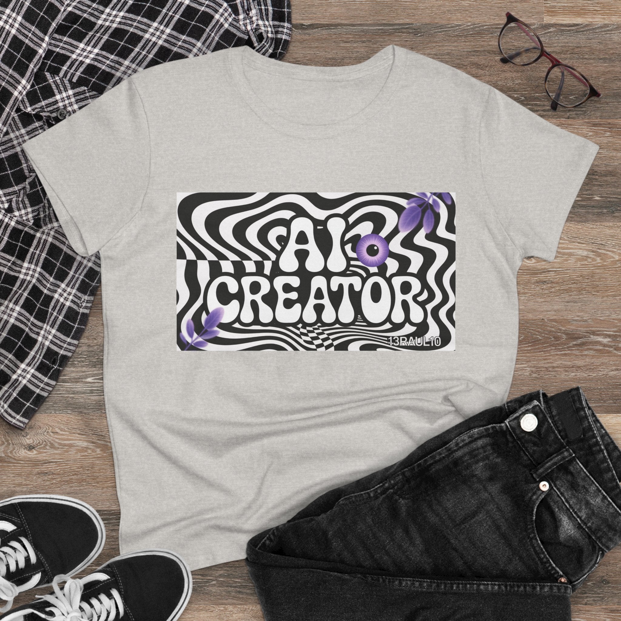 AI Creator  "Optic Loop" Women's Midweight Cotton Tee