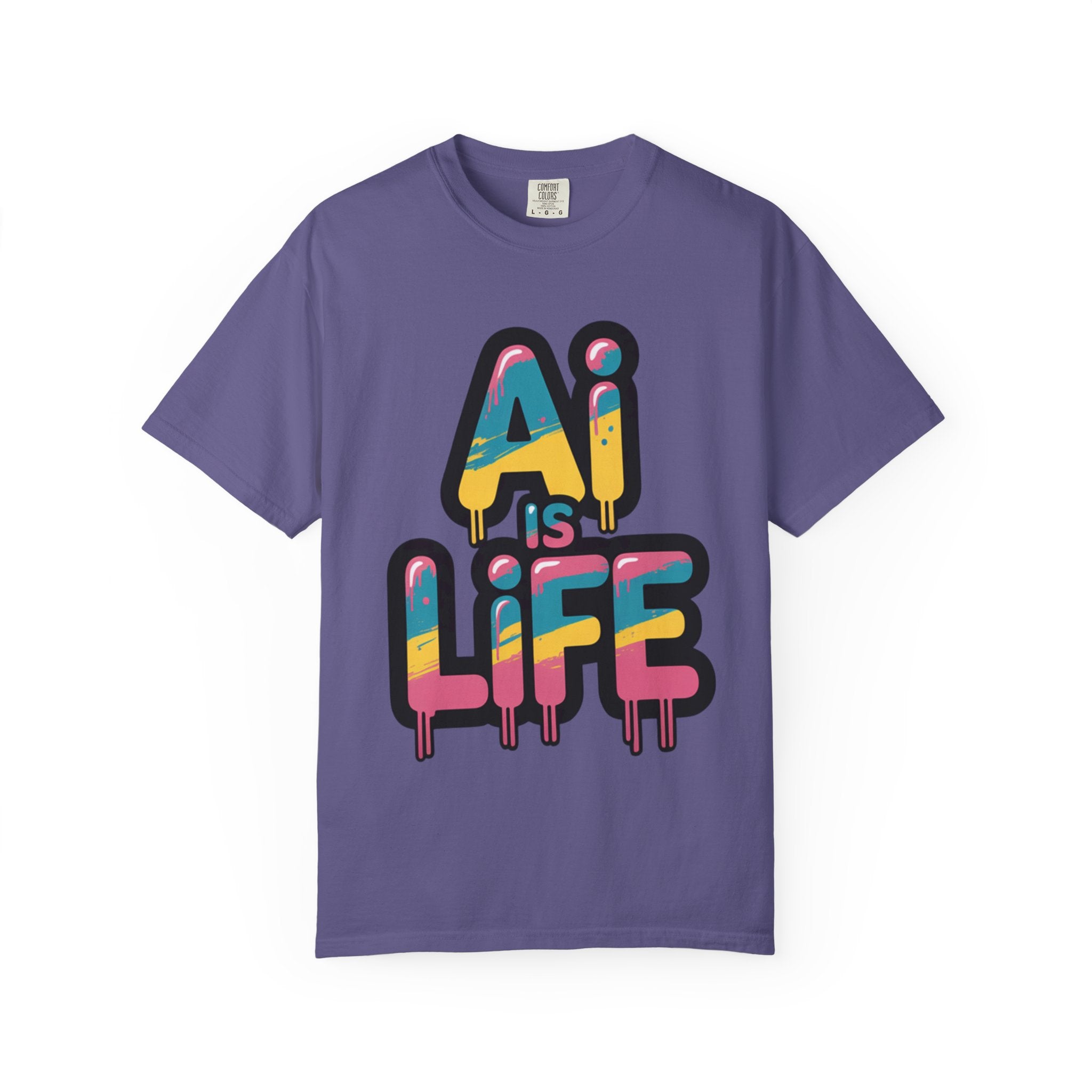 AI IS LIFE  " Neon Circuit " Unisex Garment-Dyed T-shirt