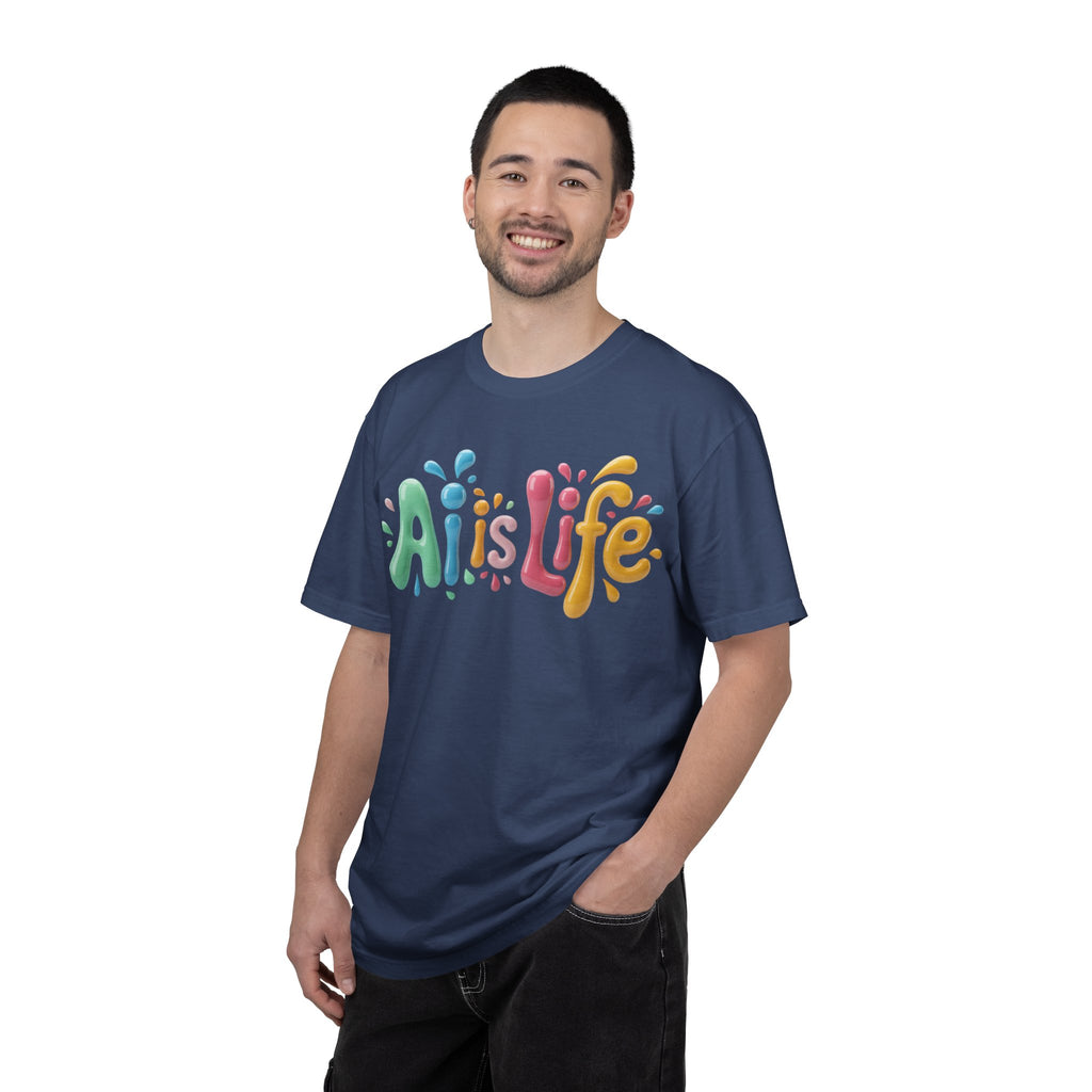 AI IS LIFE  “Colorful Circuit Pop”  Unisex Garment-Dyed T-shirt