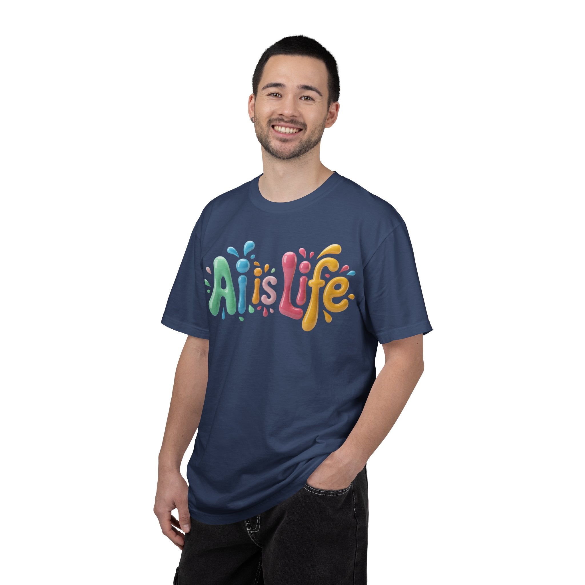 AI IS LIFE  “Colorful Circuit Pop”  Unisex Garment-Dyed T-shirt