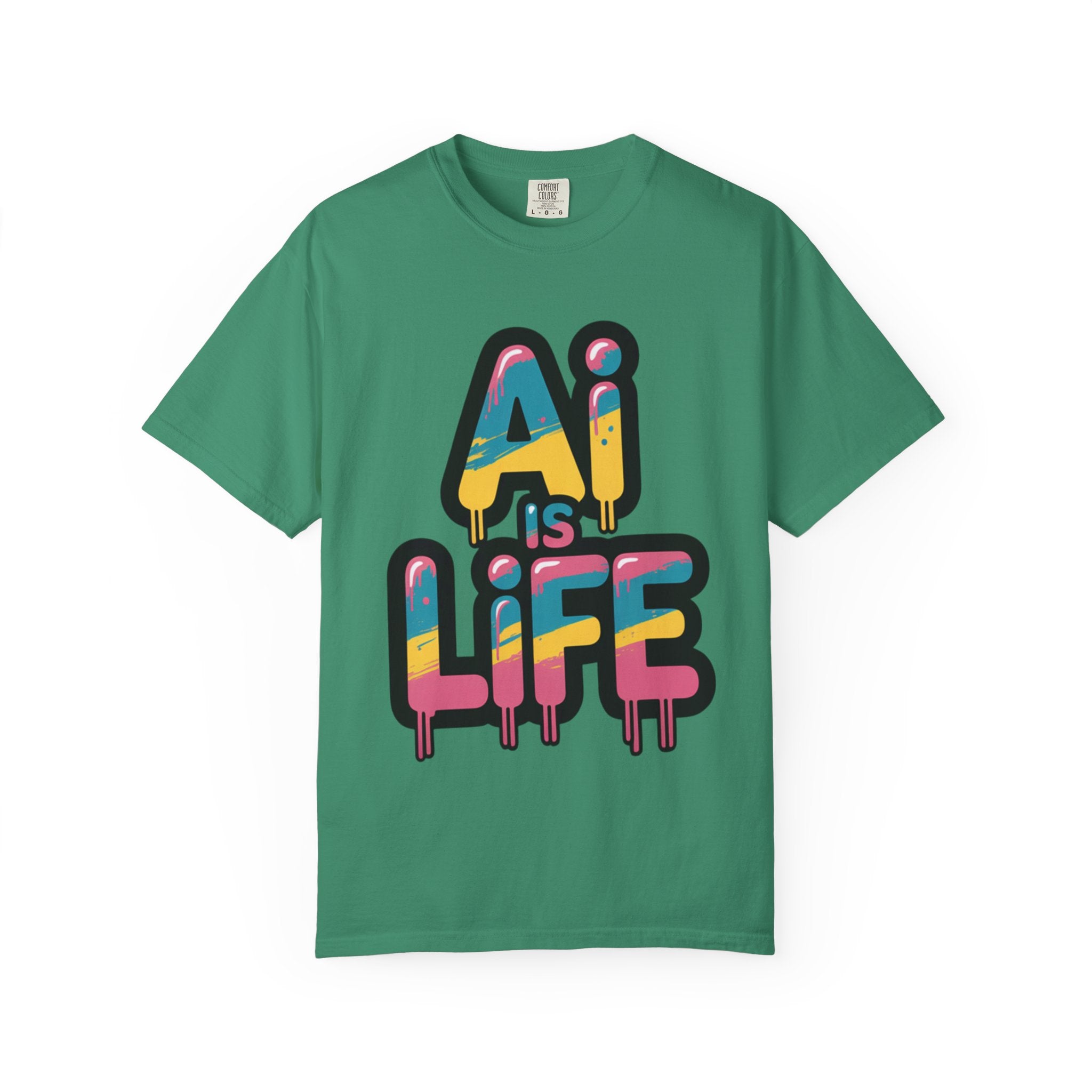 AI IS LIFE  " Neon Circuit " Unisex Garment-Dyed T-shirt