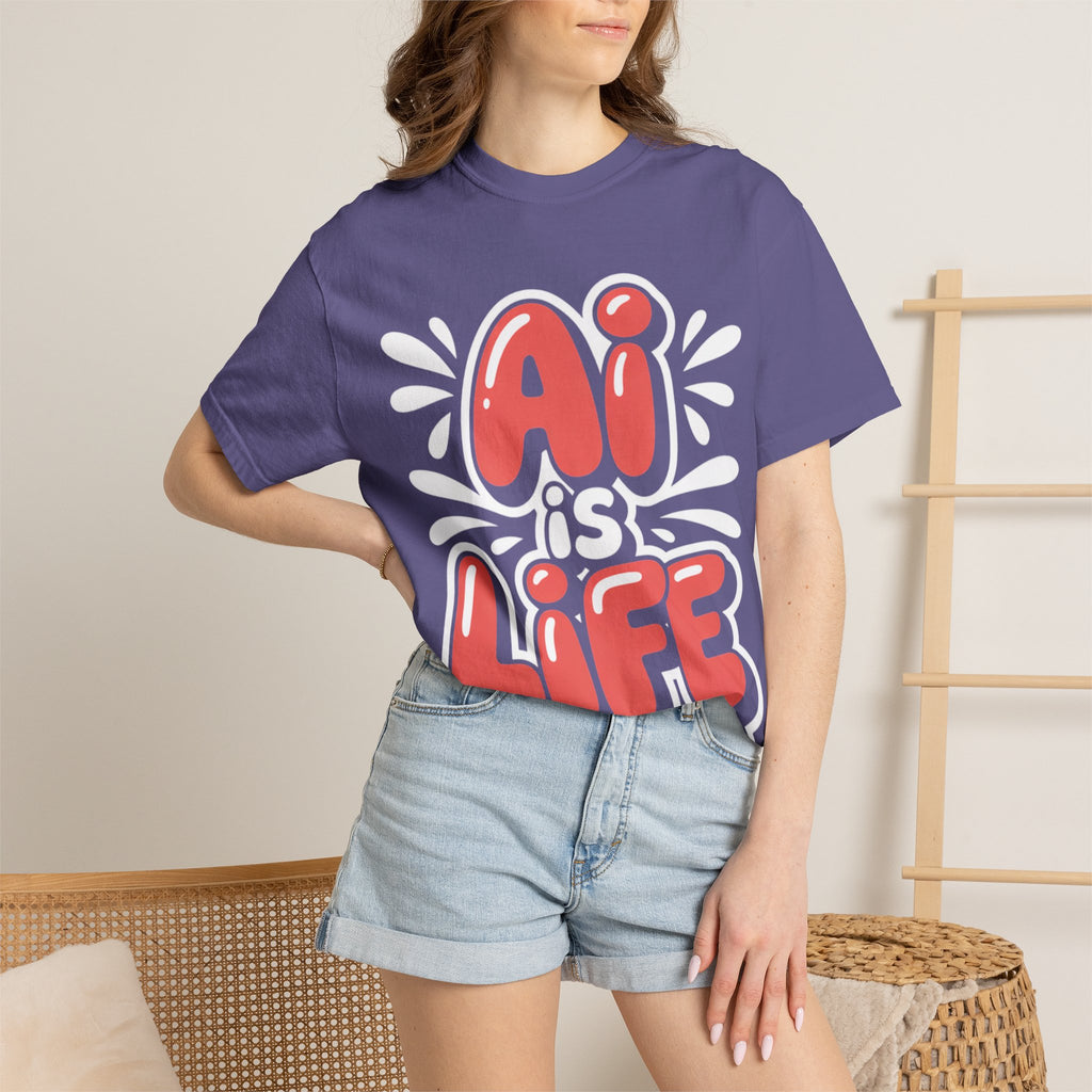 AI IS LIFE  " Neural Pop " Unisex Garment-Dyed T-shirt