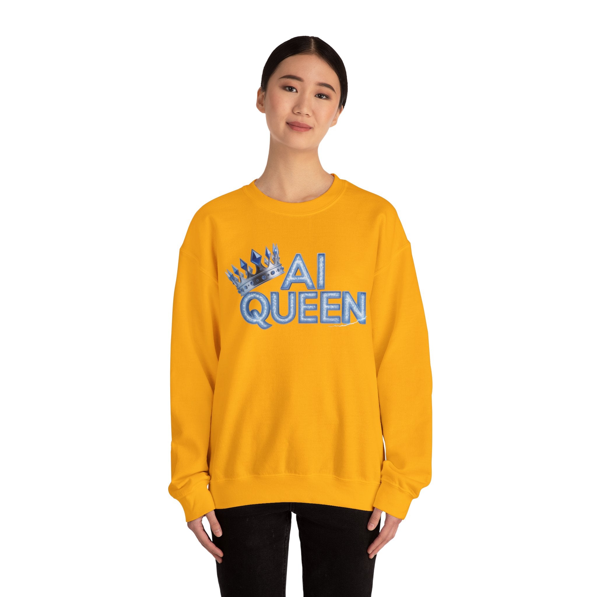 AI Queen "Frost Crown Frequency" Unisex Heavy Blend™ Crewneck Sweatshirt