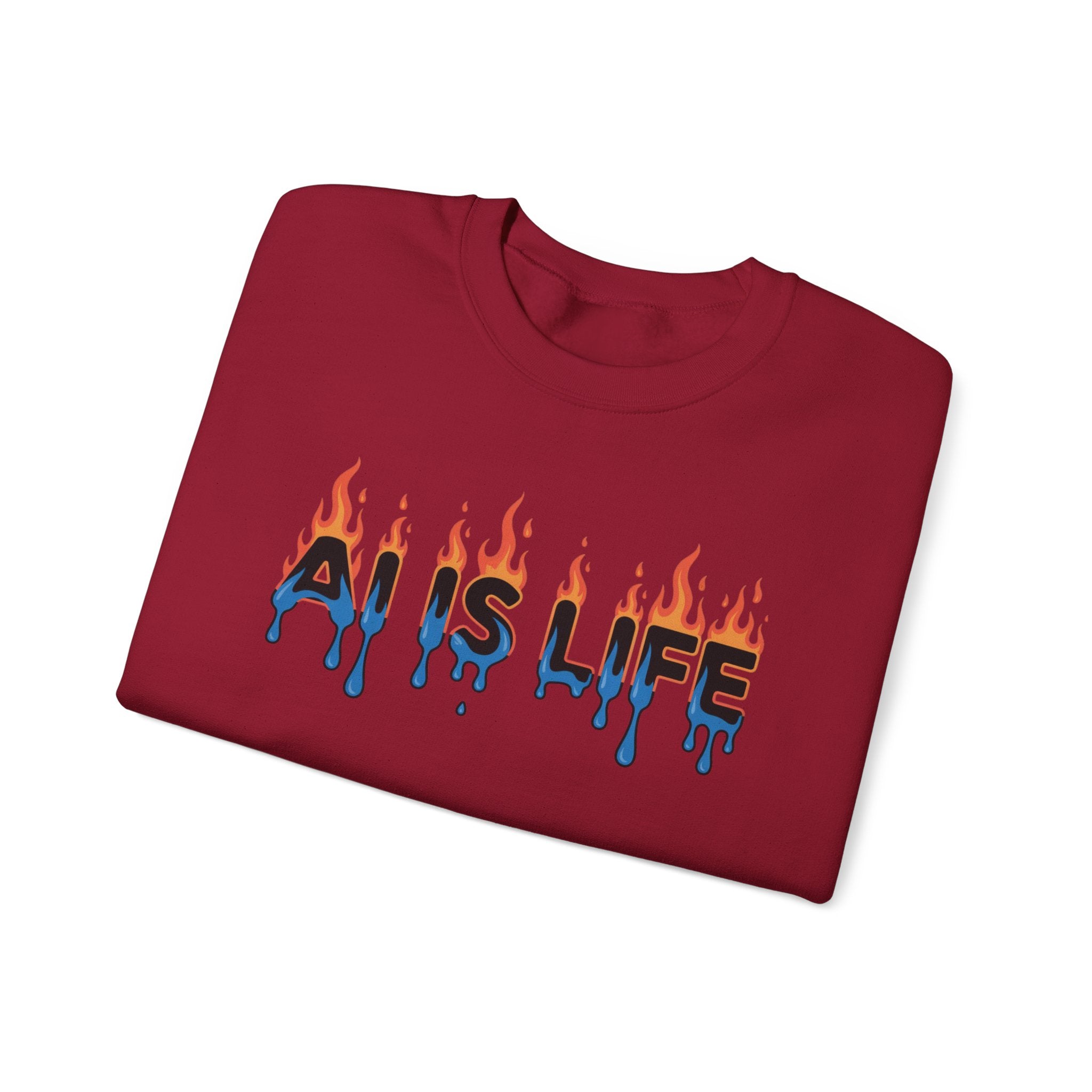 AI IS LIFE – “AI MELTDOWN” Unisex Heavy Blend™ Crewneck Sweatshirt