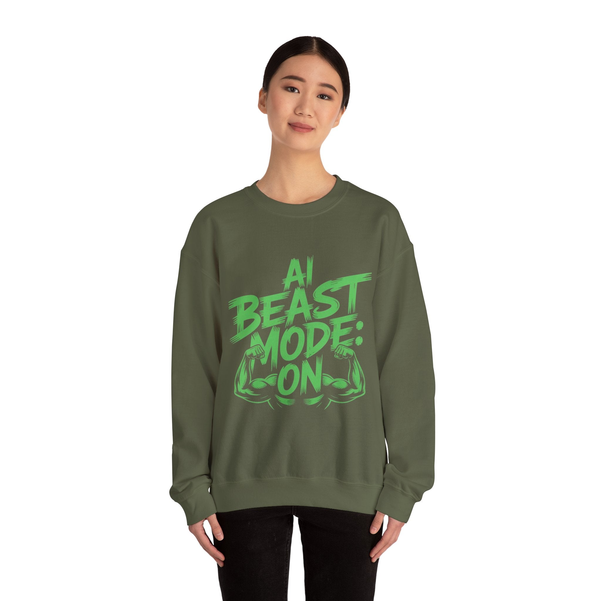 AI BEAST MODE: ON “DIGITAL HULK ENERGY” Unisex Heavy Blend™ Crewneck Sweatshirt