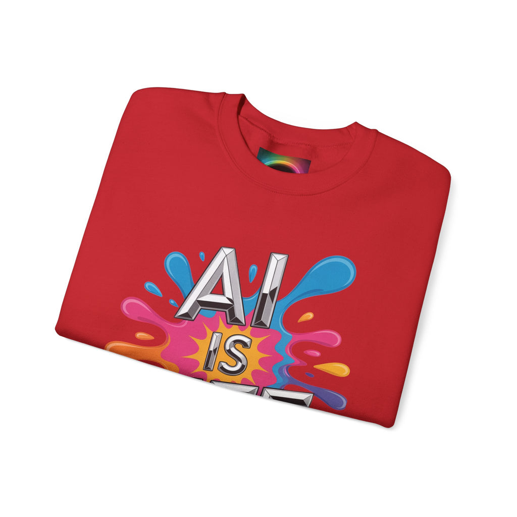 AI is Life "CHROME SPLATTER" Unisex Color Splash Graphic Crewneck Sweatshirt